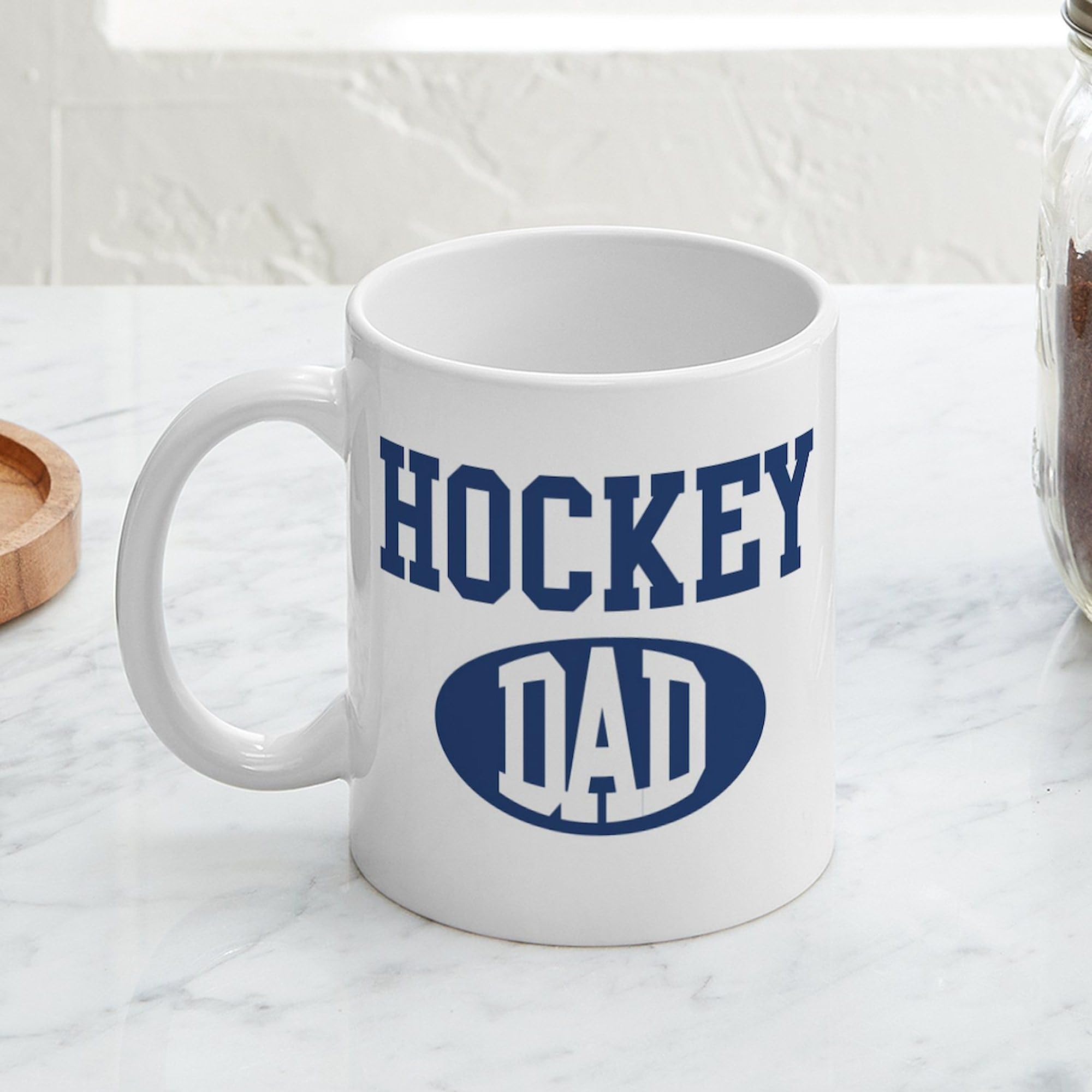 Hockey Dad Gift - 11 oz (325 ml) Ceramic Coffee Mug with Handle - Perfect for Father's Day, Birthday & Sports Fans - Ideal for Hot Beverages at Home, Office or Hockey Games