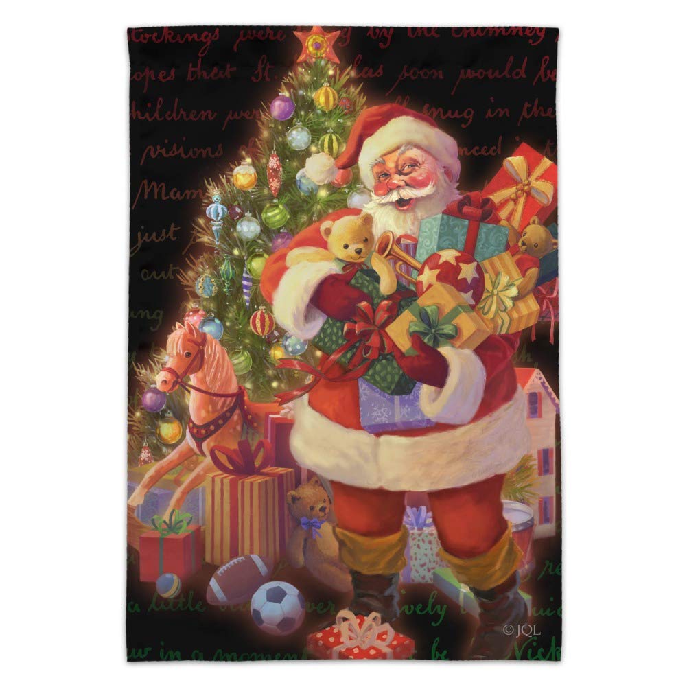 Christmas Santa Arms Full of Toys Garden Yard Flag - Holiday Outdoor Decoration for Festive Seasonal Decor