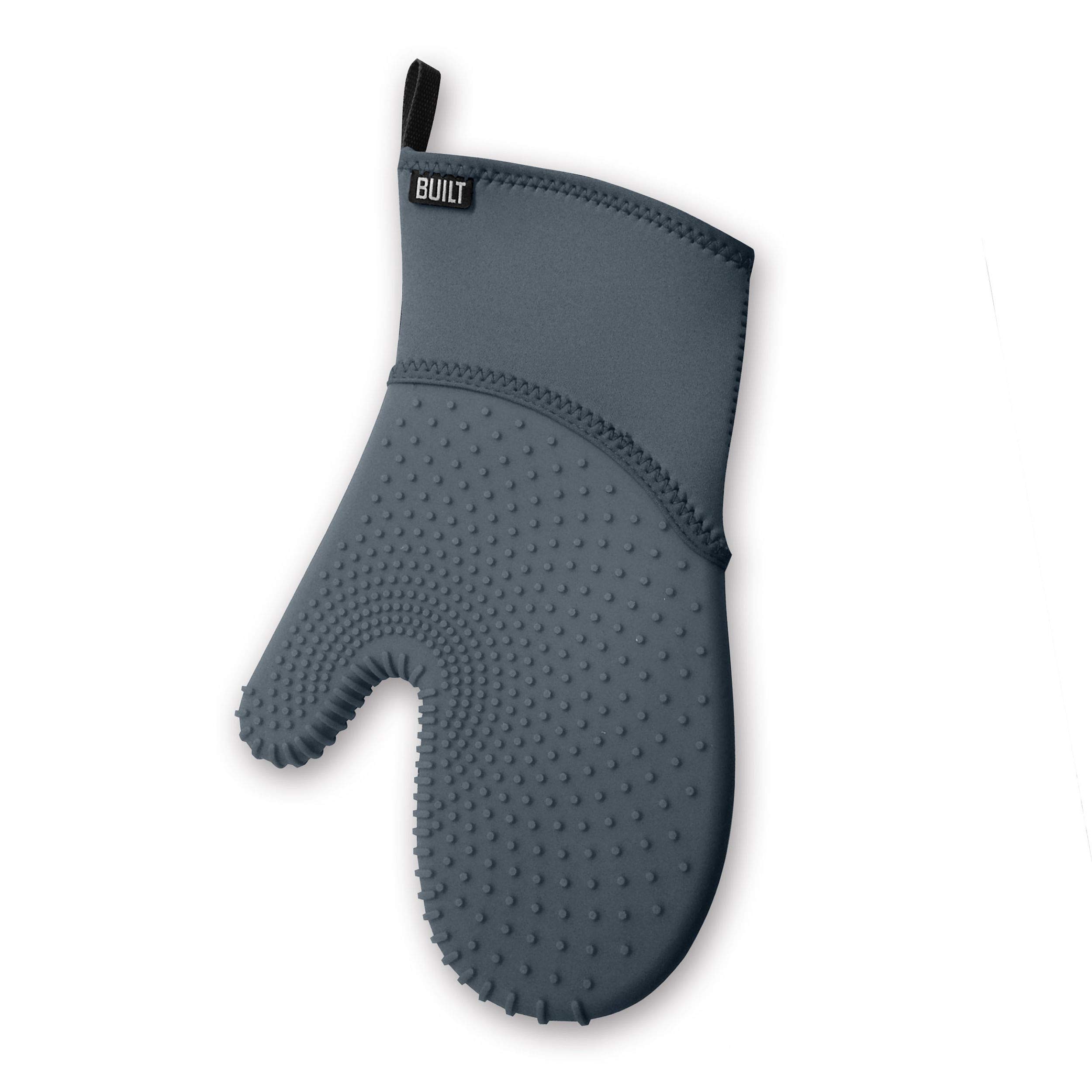 BUILT Neoprene and Silicone Ultimate Grip 12.5 Inch Oven Mitt - Heat Resistant Gray Kitchen Glove for Baking, Grilling & Cooking (Model 5252339)