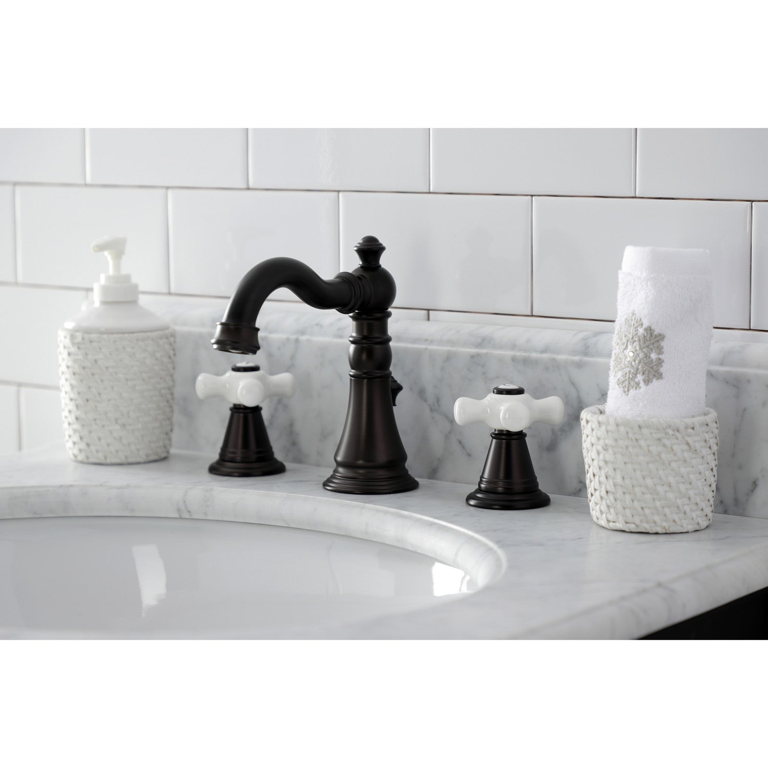 American Classic FSC1975APX Oil Rubbed Bronze Widespread Bathroom Faucet - 2 Handle 3 Hole Deck Mount with Pop Up Drain - Perfect for Modern Bathroom Renovations & Luxury Home Upgrades