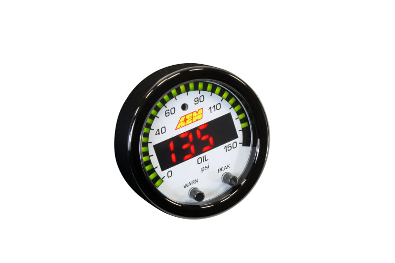 AEM X Series 0-150 PSI Oil Pressure Gauge Kit - High Performance Engine Monitoring for Racing, Off-Road & Classic Cars