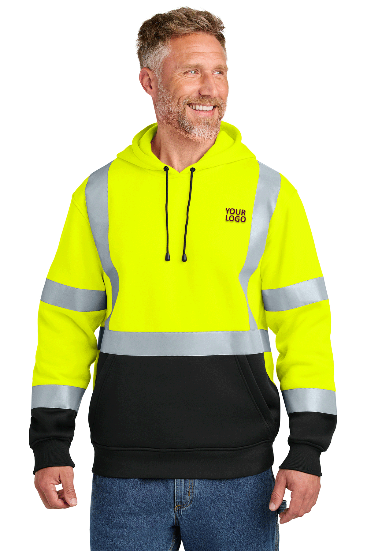 CornerStone ANSI 107 Class 3 Heavy Duty Fleece Custom Pullover Hoodies - High Visibility Safety Yellow Workwear for Construction & Outdoor Jobs