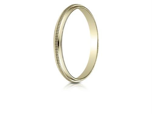 14K Gold 2mm High Polished Milgrain Wedding Band Ring for Women & Men - Elegant Center Design, Comfort Fit, Anniversary & Engagement Jewelry Gift - Perfect for Bridal, Proposals & Special Occasions