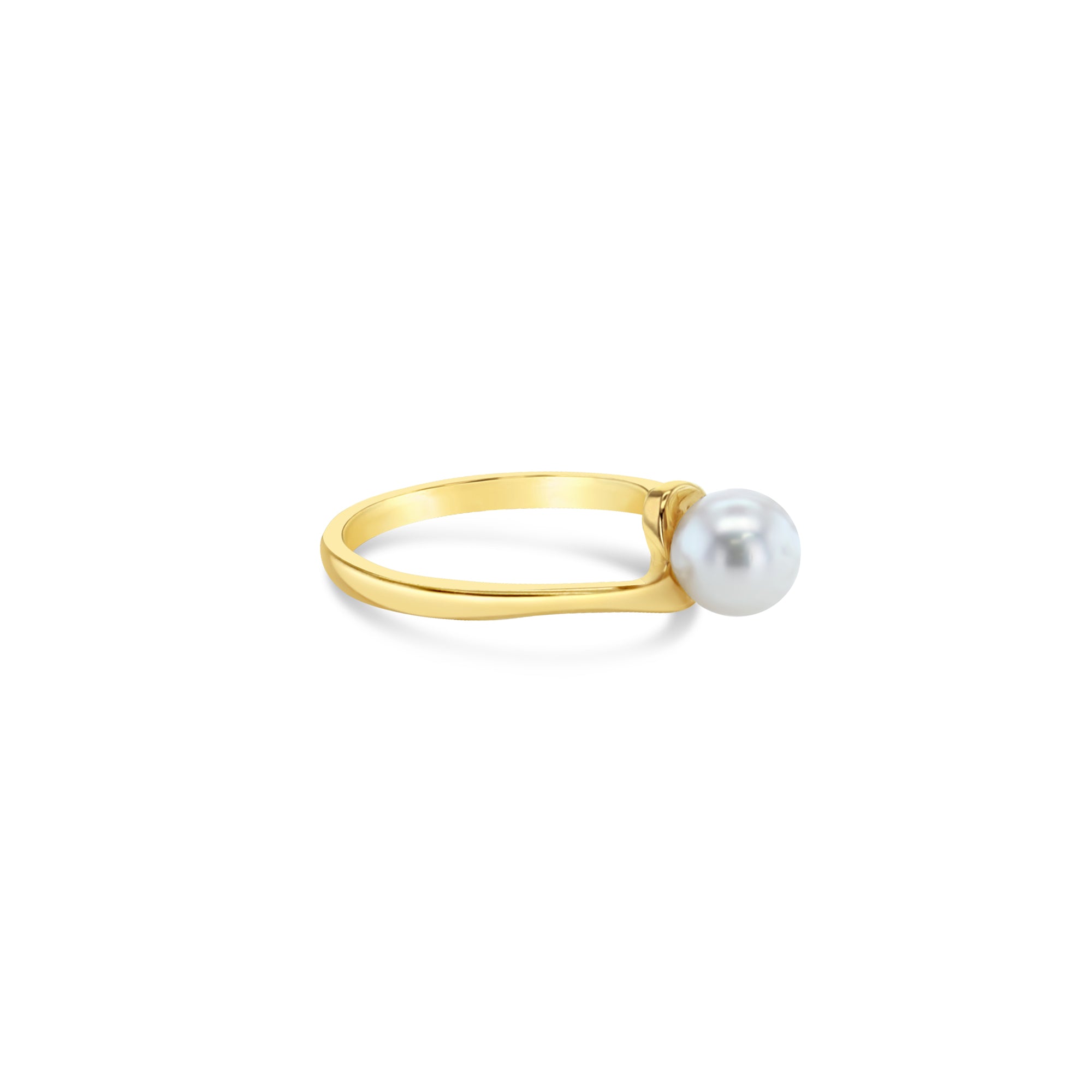 14K Yellow Gold Solitaire Cultured Pearl Ring for Women - Elegant Jewelry Gift for Brides, Anniversaries & Special Occasions