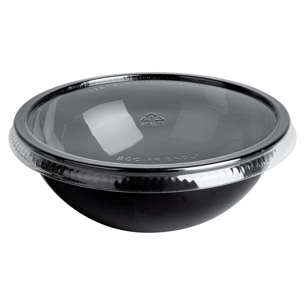 200-Pack 18oz Recyclable Plastic Salad Bowls - Disposable Black Restaurantware for Pasta, Salads, Takeout | BPA-Free, Eco-Friendly Food Containers for Catering, Parties & Meal Prep
