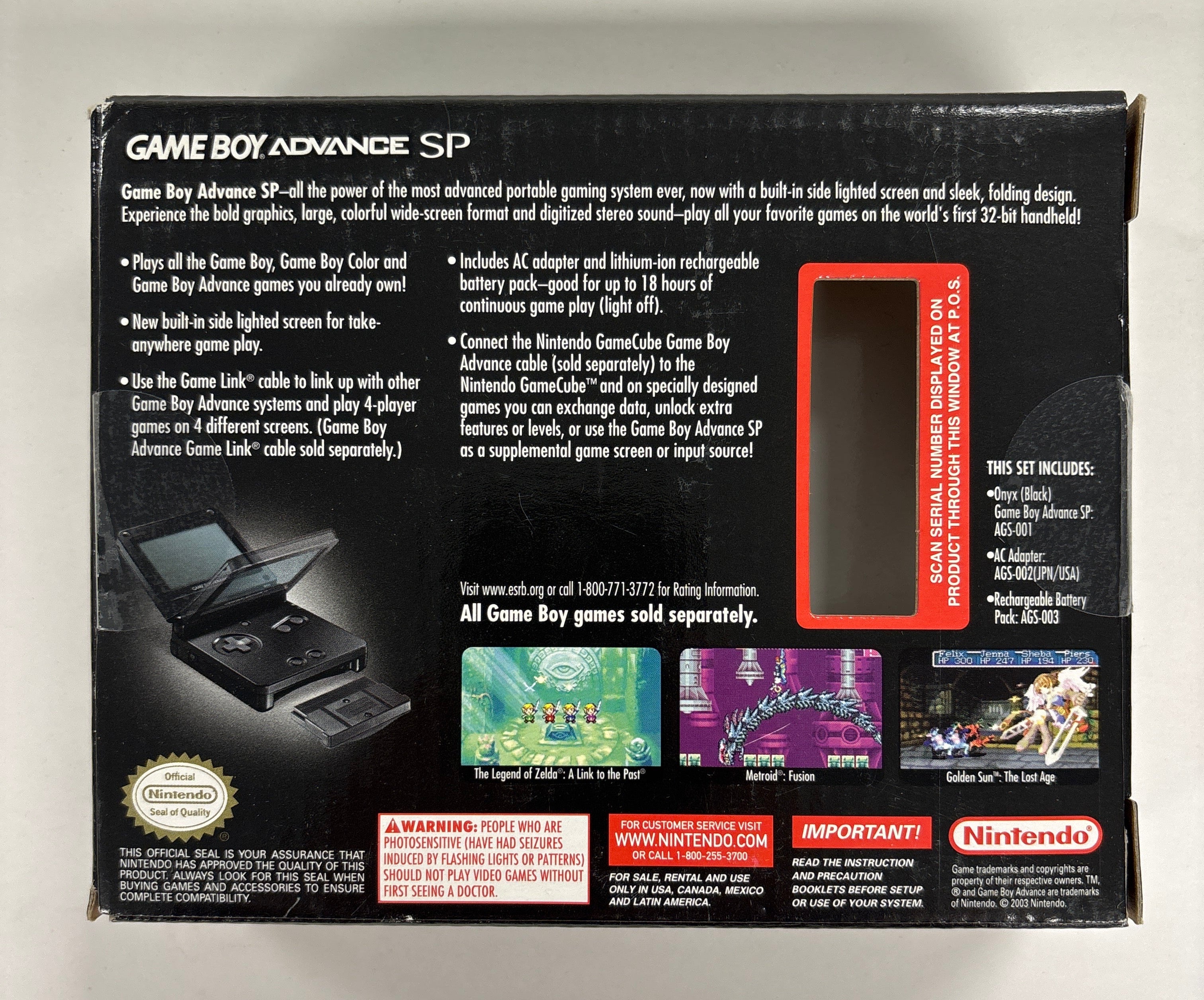 Original Nintendo Game Boy Advance SP Onyx Black - Box Only (No Handheld or Manuals) - Perfect for Collectors & Retro Gaming Display