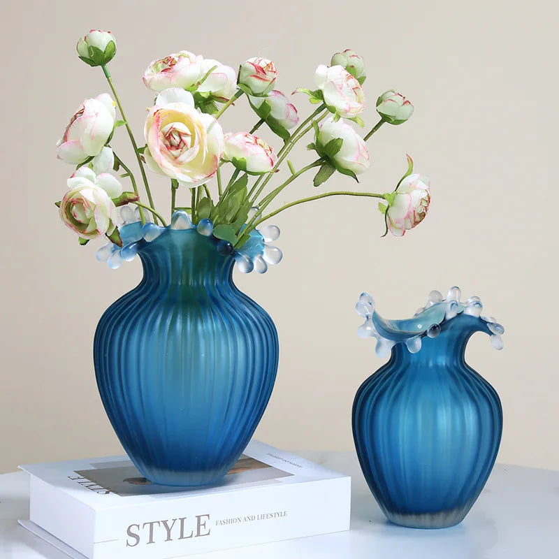 Wave Ripple Glass Vase - Elegant Handmade Decorative Vase for Home, Wedding, and Event Centerpieces - Perfect for Flowers, Candles, and Table Decor