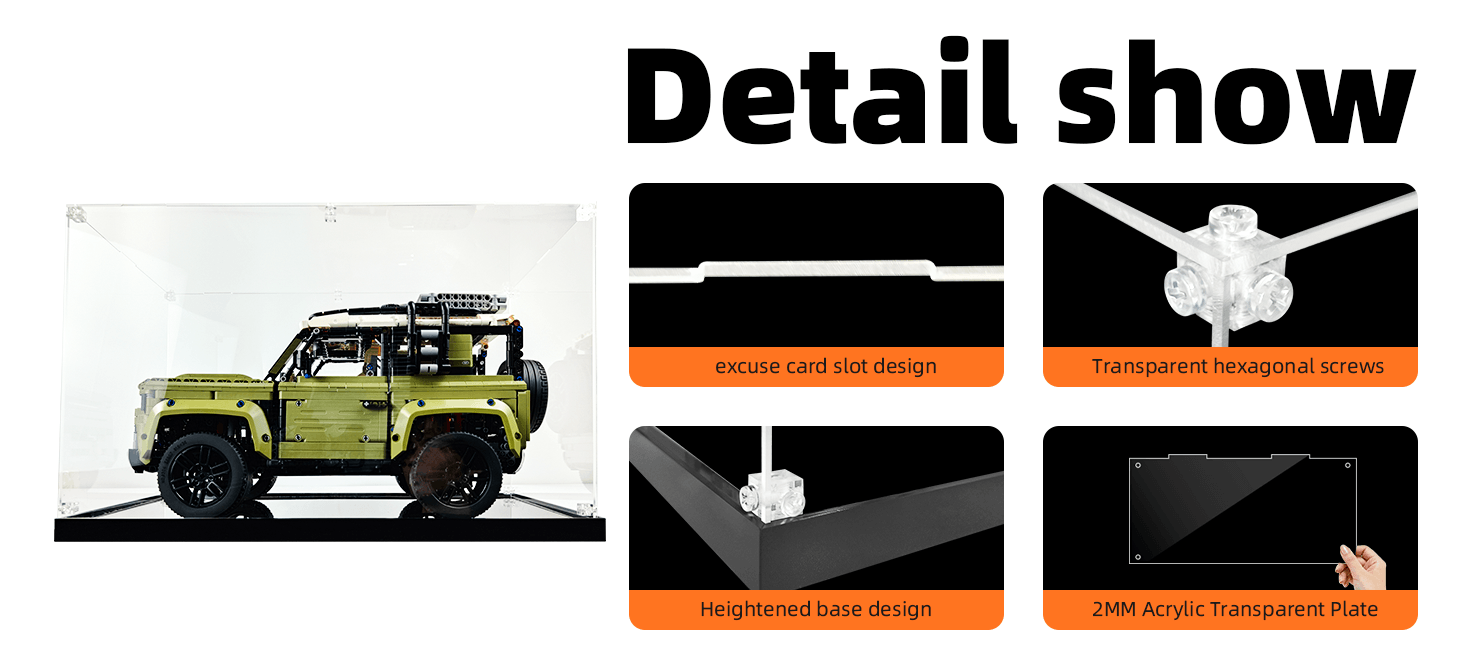 ICUANUTY Lego Technic Land Rover Defender 42110 Display Case - Protective Showcase for Lego Building Kit - Perfect for Home Decoration, Office Display & Collector's Showcase