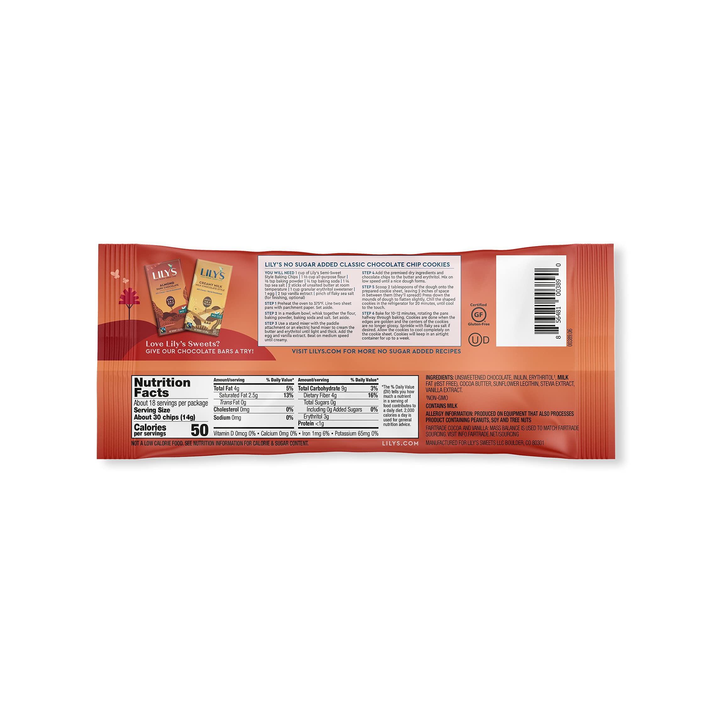 Lily's Sweets Semi-Sweet Baking Chocolate Chips | Stevia Sweetened, No Sugar Added, Low Carb, Keto Friendly | 9oz (Pack of 12) | Perfect for Cookies, Muffins & Keto Desserts