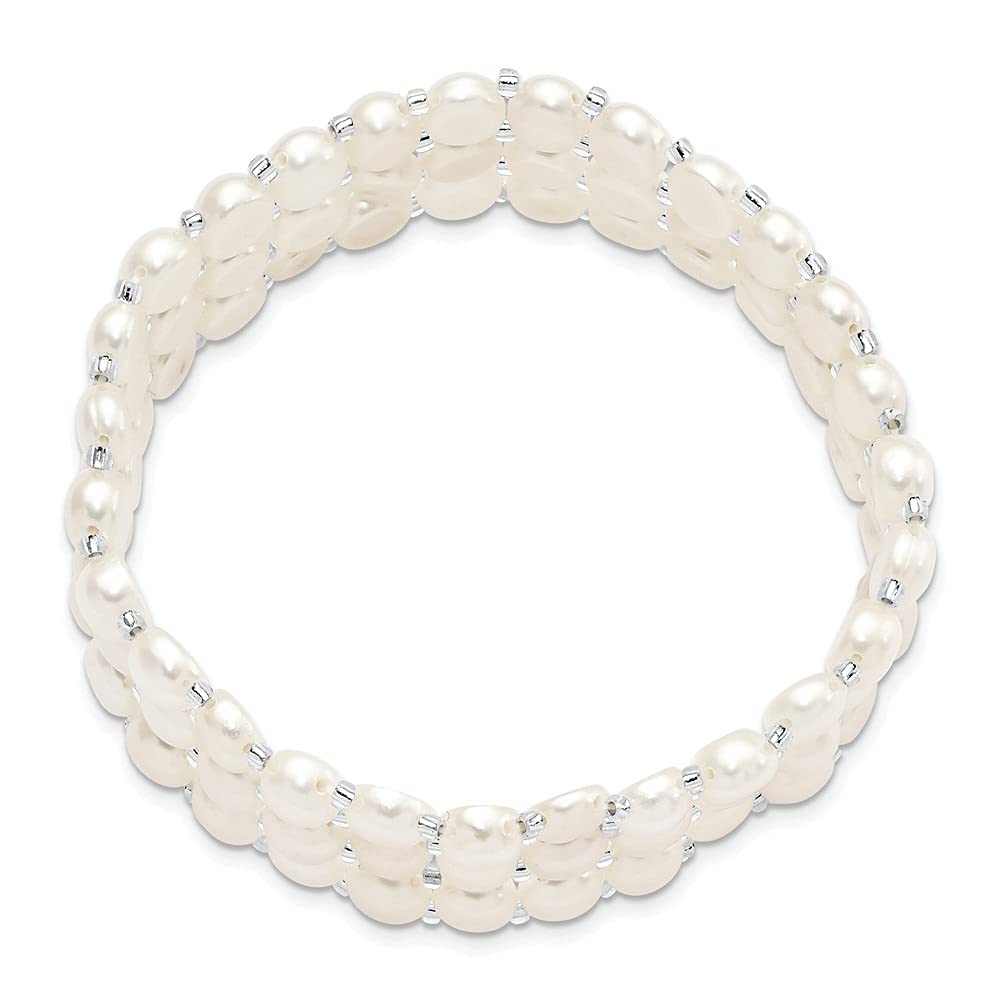 Diamond2Deal 3-Row Stretch Pearl Bracelet - Plastic Beaded Fashion Jewelry for Women, Girls | Perfect for Parties, Weddings & Everyday Wear