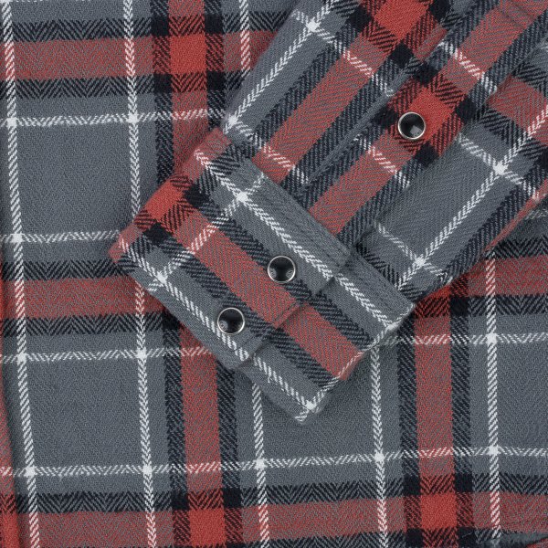 Iron Heart IHSH 369 12oz Heavy Flannel Western Shirt - Herringbone Check, Grey | Durable Workwear & Outdoor Casual Shirt for Men