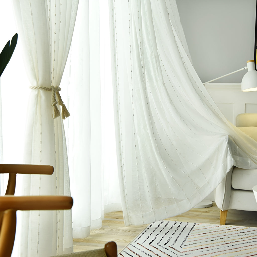 Sheer Gauze Curtain with Angel Grommet Top - Light Filtering Custom Window Drapes for Living Room, Bedroom & Nursery - Breathable Airy Fabric for Privacy & Style