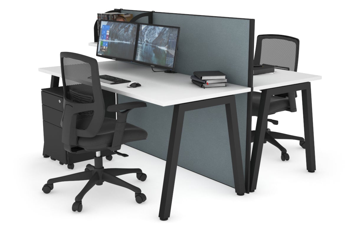Horizon Quadro 2-Person Office Workstation Bench with A-Legs - 1600L x 700W - Perfect for Shared Workspaces, Conference Rooms & Collaborative Office Environments
