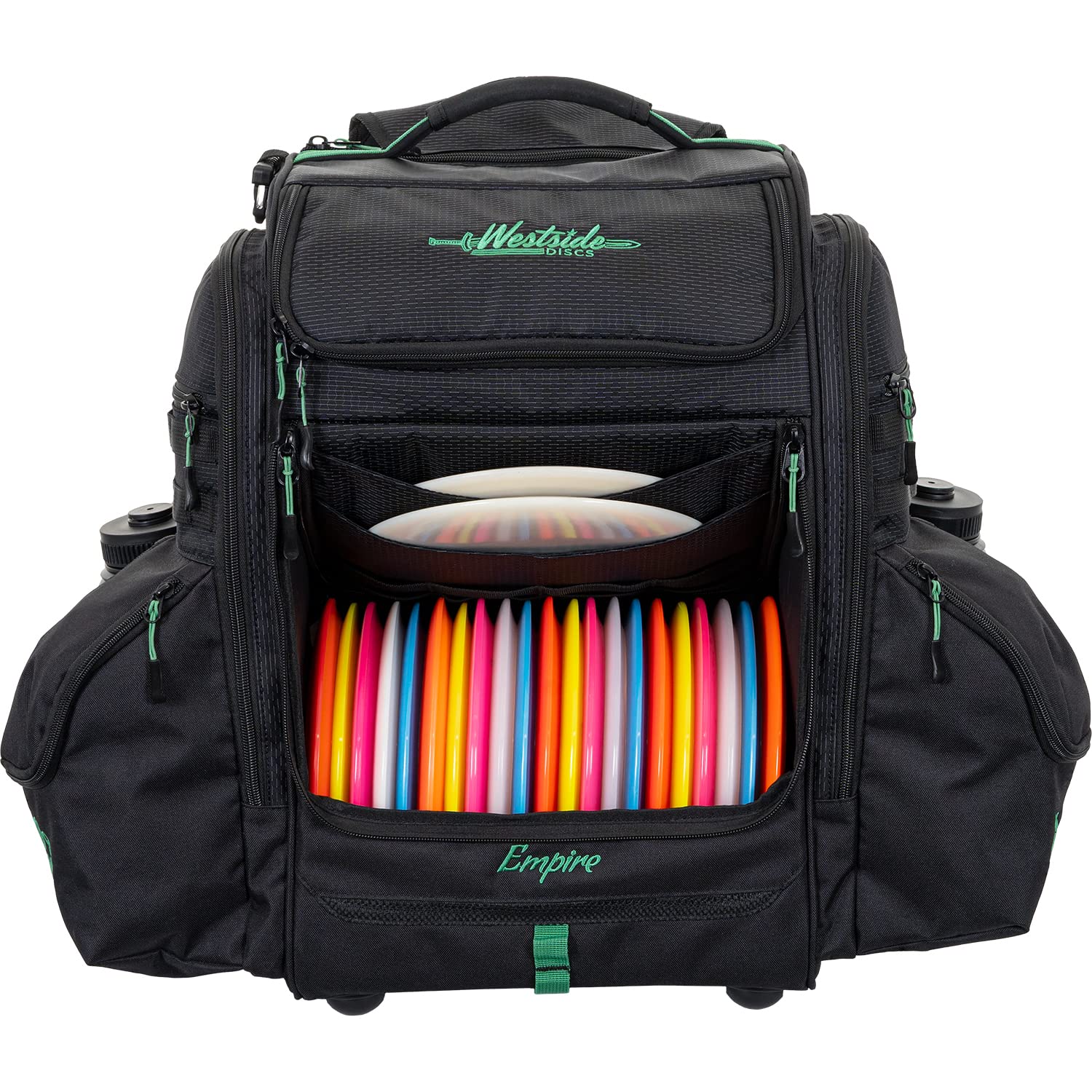 Westside Discs Empire Disc Golf Backpack - Large Frisbee Golf Bag Holds 24 Discs | Durable & Water-Resistant for Tournaments & Outdoor Play (Black)