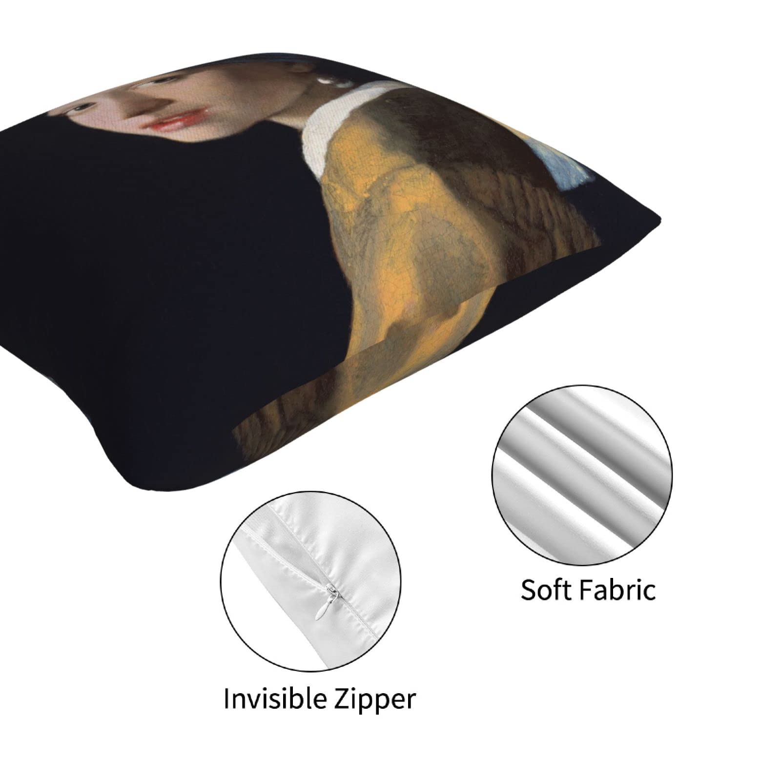 Johannes Vermeer Art Throw Pillow Covers Set of 4 - 18x18 Inch Square Decorative Cushion Covers for Sofa, Bed & Outdoor Use (45x45 cm)