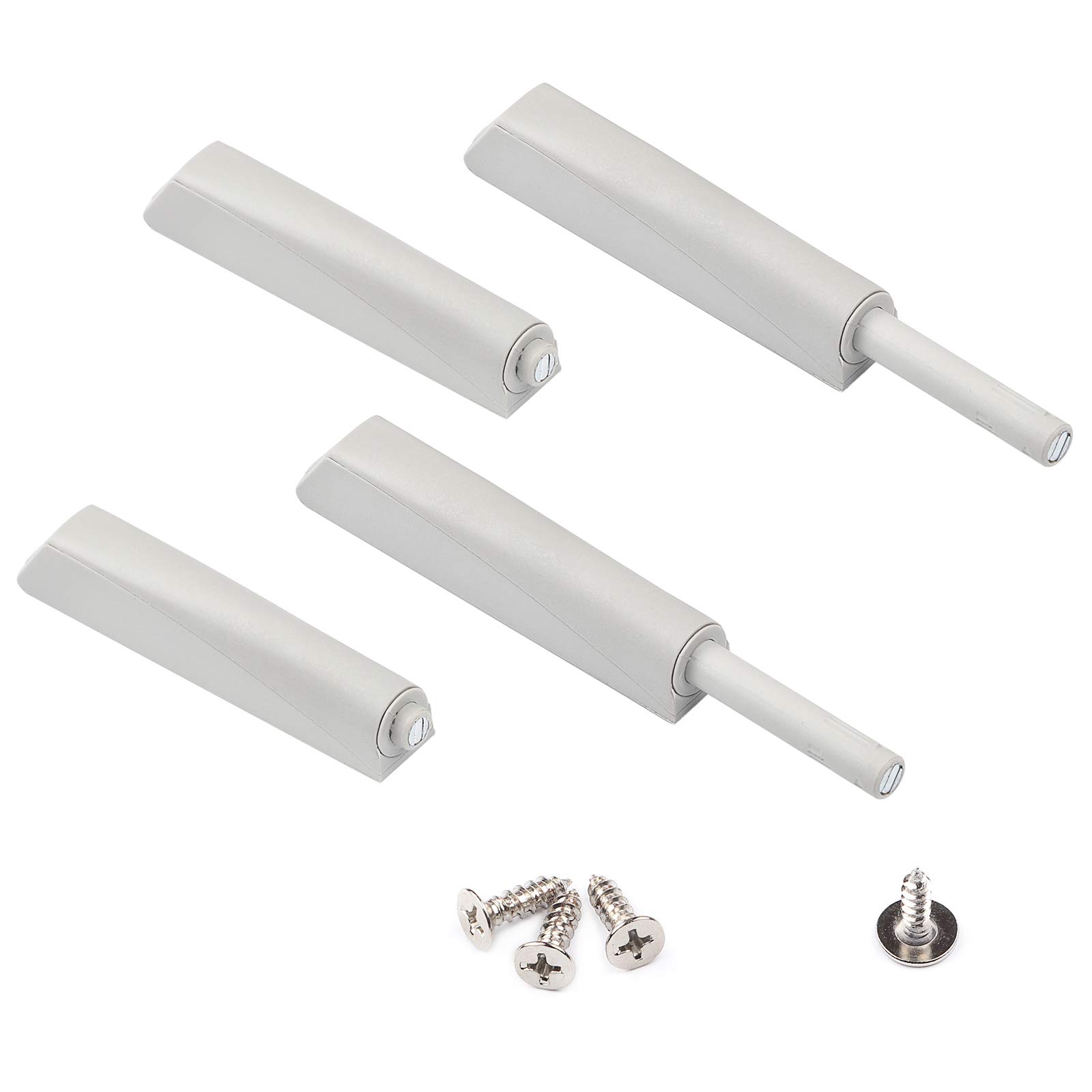 Magnetic Cabinet Door Latches 4 Pack - Soft Close Push to Open Latches, Light Gray Quiet Closers for Kitchen & Cabinet Doors - Perfect for Home, Office, and RV Storage Organization