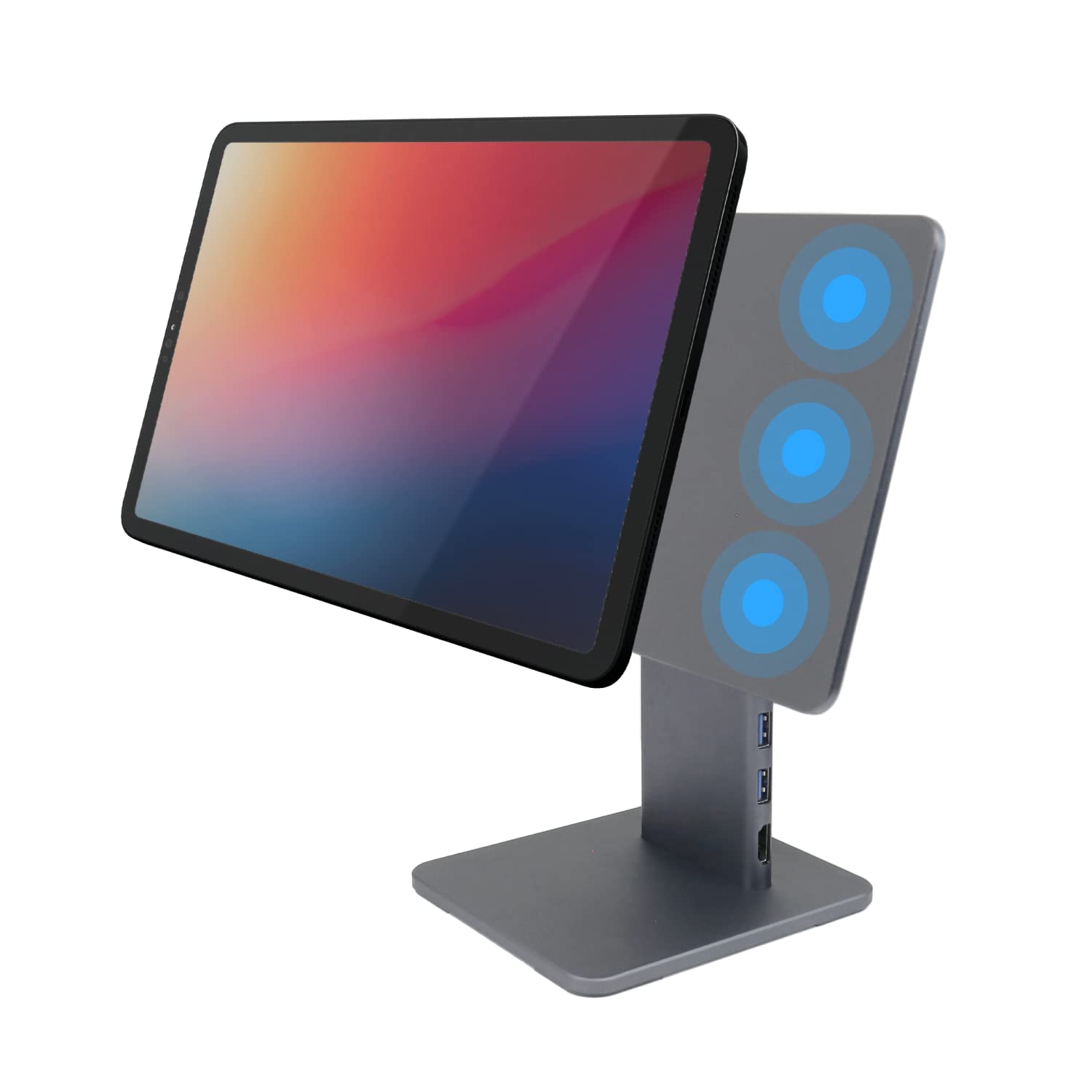 Magnetic iPad Stand Docking Station for iPad Pro 12.9-inch (3rd/4th/5th Gen) - 60W USB-C, 4K@60Hz HDMI, 5Gbps USB-A, SD Card Reader - Perfect for Home Office & Digital Workspace Setup