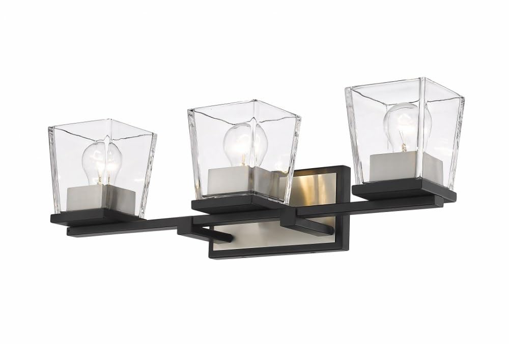 Z-Lite 3-Light Bathroom Vanity Light Fixture 475-3V-MB-OBR with Clear Glass Shades - Perfect for Modern Bathroom, Powder Room and Dressing Area Lighting