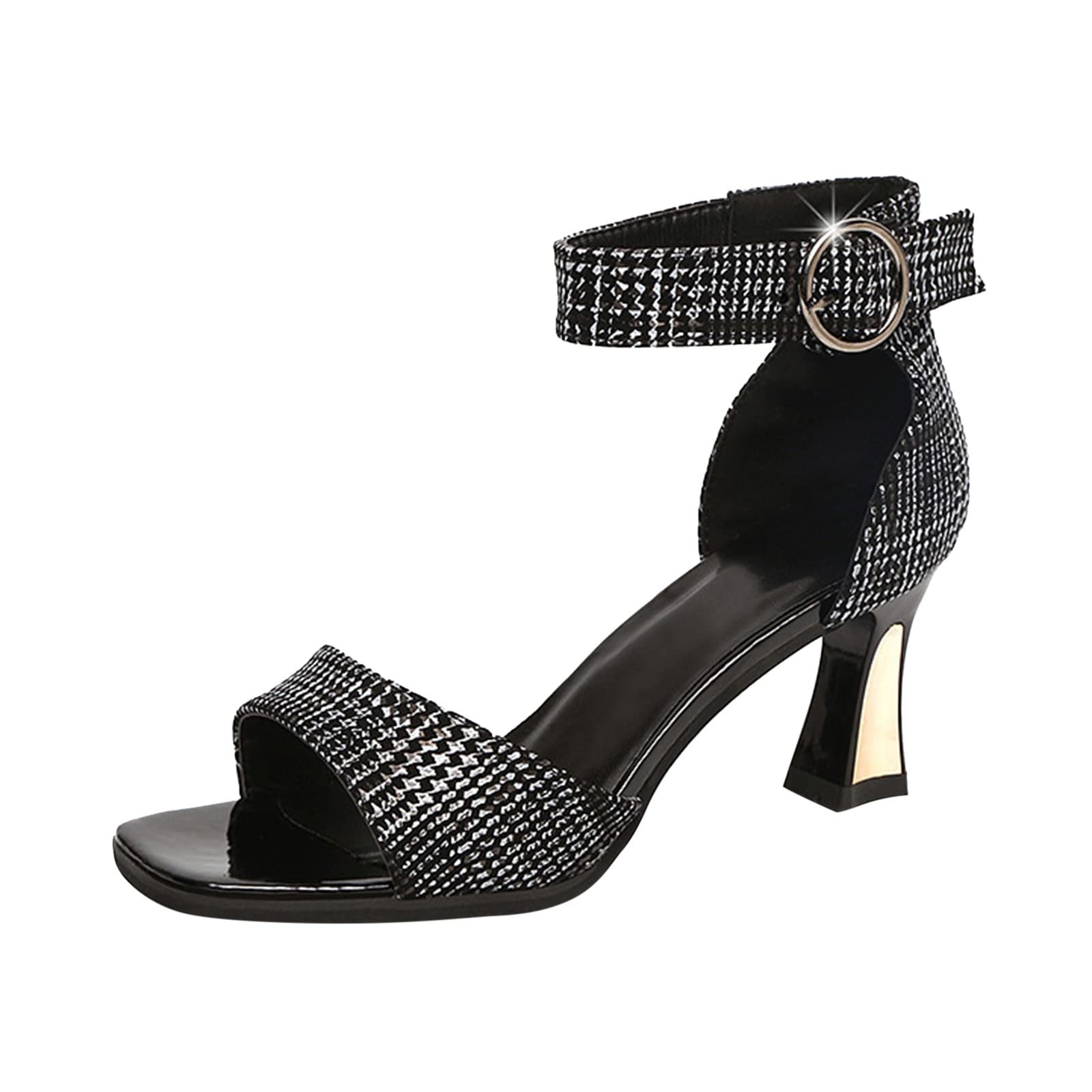 Women's Comfy Black Wedge Sandals - Buttery Soft Peep Toe Summer Shoes with Thick & High Heels | Fashionable Roman Style Sandals for Spring & Summer | Perfect for Beach, Vacation & Casual Outings