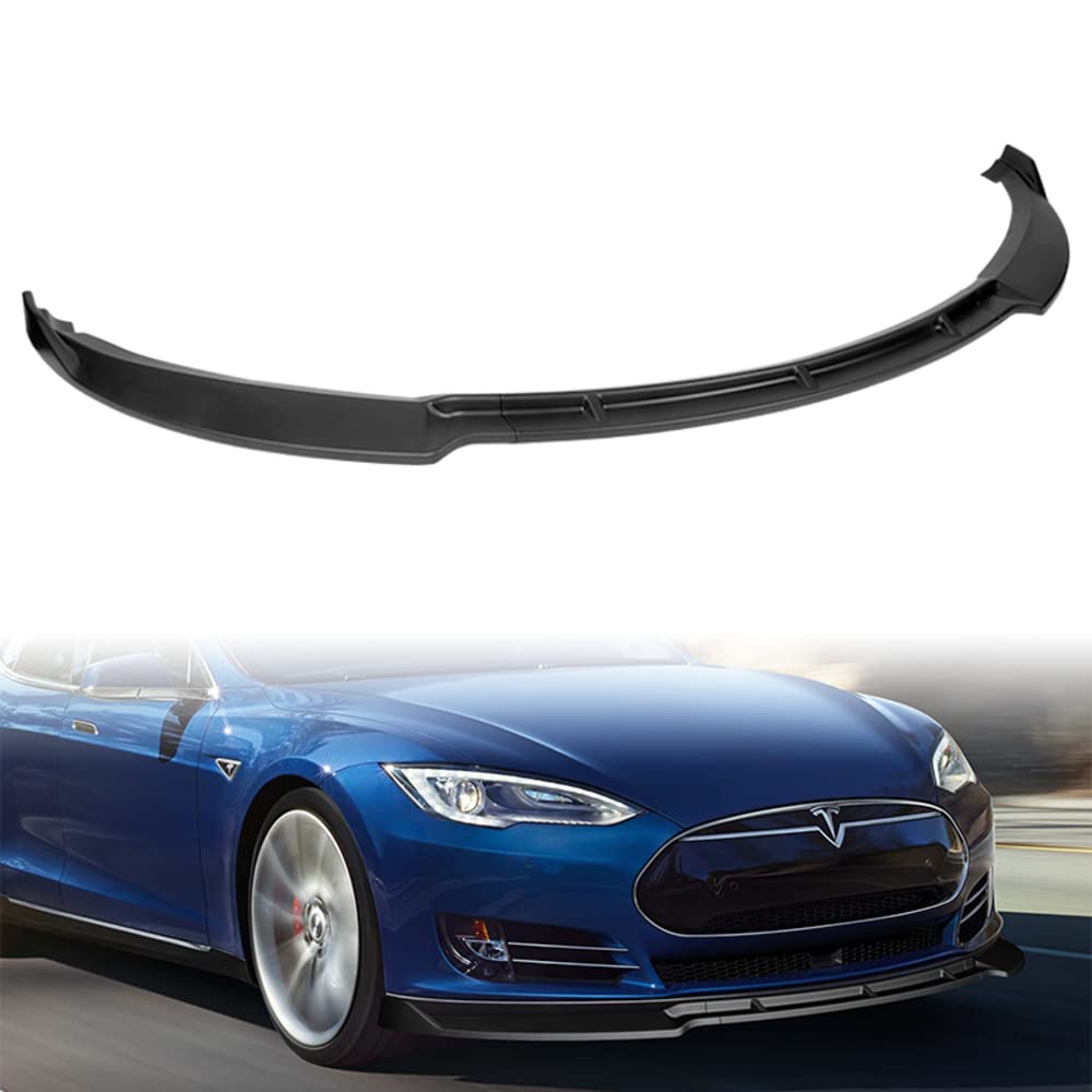 5PCS Front Bumper Lip & Side Skirt Rocker Winglet Canard Diffuser Wing Kit for 2012-2016 Tesla Model S - ABS Matte Black Front Lip Spoiler Air Chin Body Splitter - Enhance Aerodynamics & Sporty Look for Street Racing & Car Shows