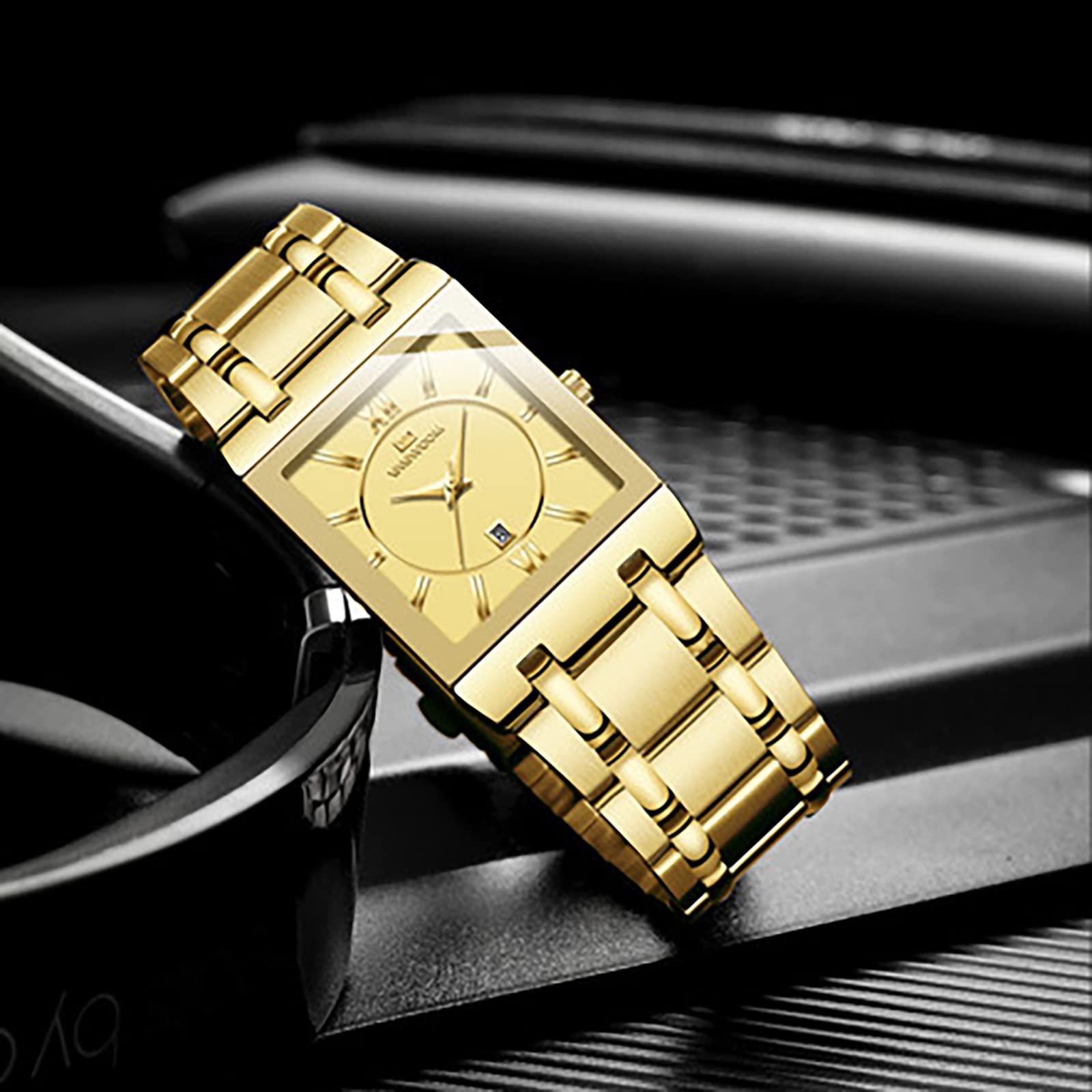 Stylish Men's Business Watch - Square Stainless Steel Strap with Calendar Display & Waterproof Quartz Movement - Perfect for Office, Formal Events & Everyday Wear