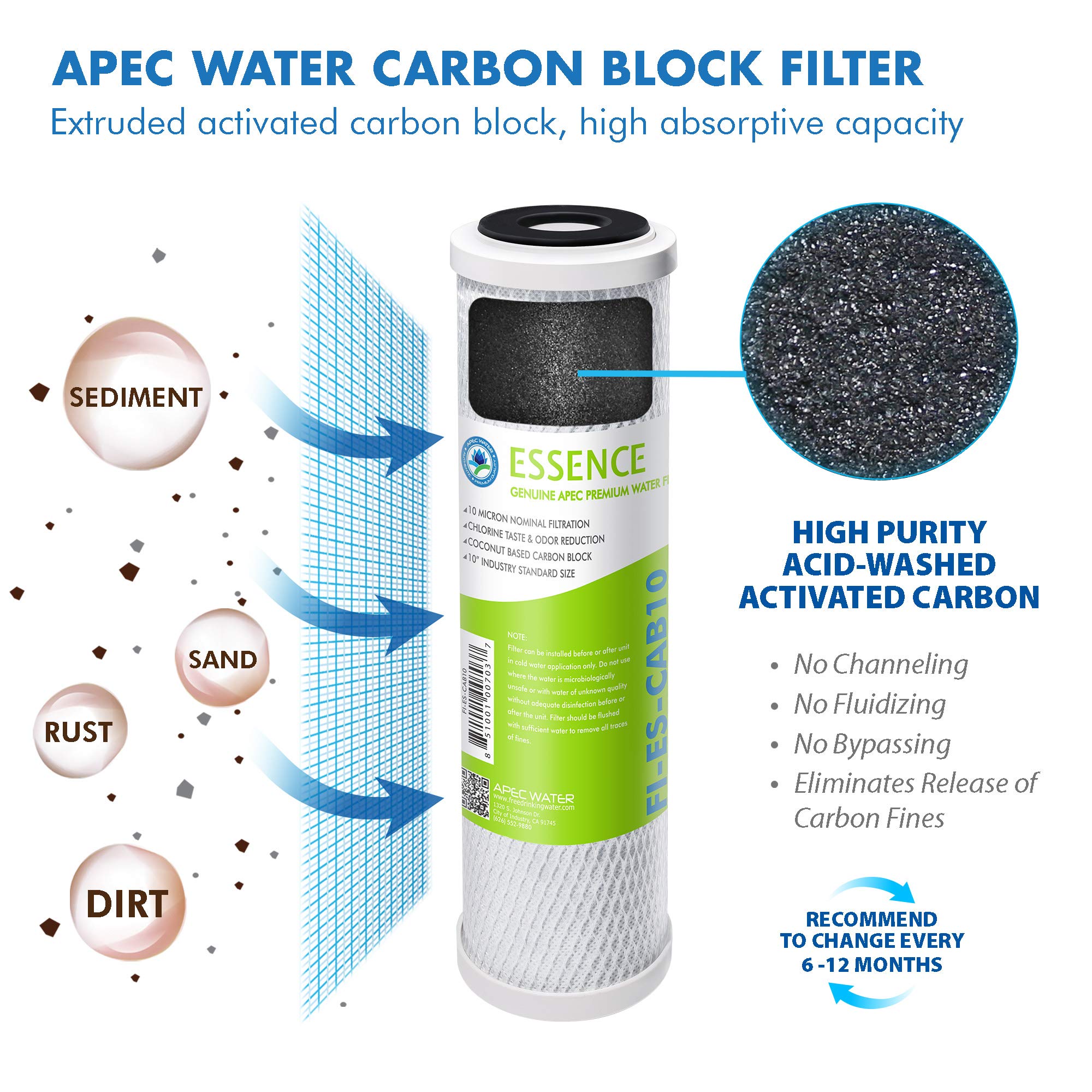 APEC FILTER-MAX-ESPH 75 GPD Complete Replacement Filter Set for ESSENCE Series Alkaline Reverse Osmosis Water Filter System - Includes 3 Pcs 3.5