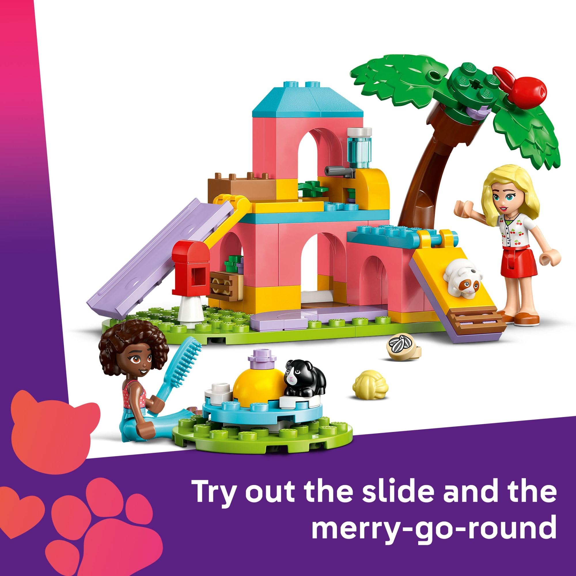 LEGO Friends Guinea Pig Playground Building Toy Set for Kids Ages 5+ with 2 Minidolls & 2 Animal Figures - Creative Pretend Play Gift for Girls & Boys - Perfect for Birthday Presents & Indoor Playtime Activities (Model 42640)