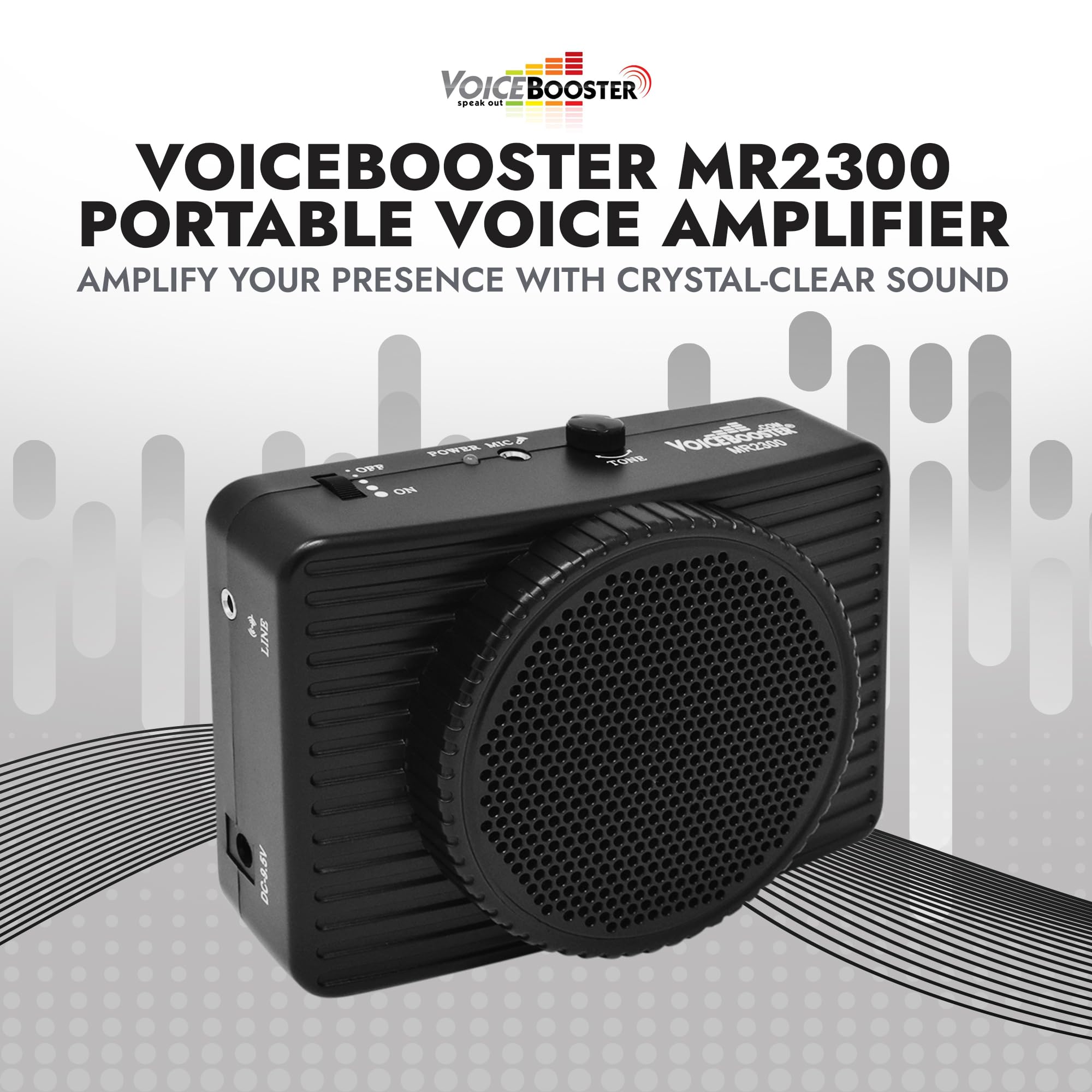Portable Voice Amplifier with Microphone Headset - 20W Wearable Megaphone Speaker for Teachers, Tour Guides, Public Speaking & Presentations - Black MR2300 | Ideal for Classrooms, Outdoor Tours & Large Group Communication