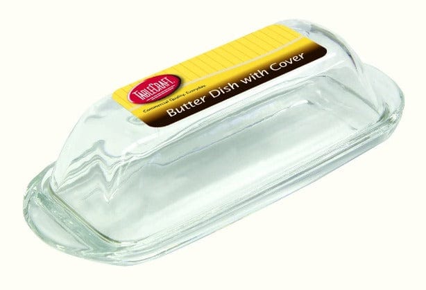 Tablecraft Glass Butter Dish with Lid - Airtight & Elegant Butter Keeper for Freshness - Perfect for Kitchen, Dining Table, and Breakfast Buffets