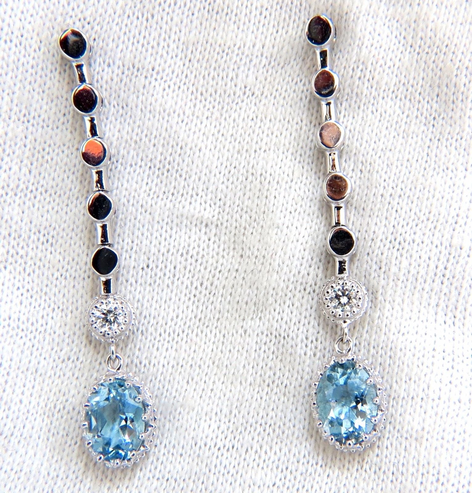 2.60ct Natural Aquamarine & Diamond Dangle Earrings in 14K Gold - Elegant Jewelry for Weddings, Parties & Special Occasions