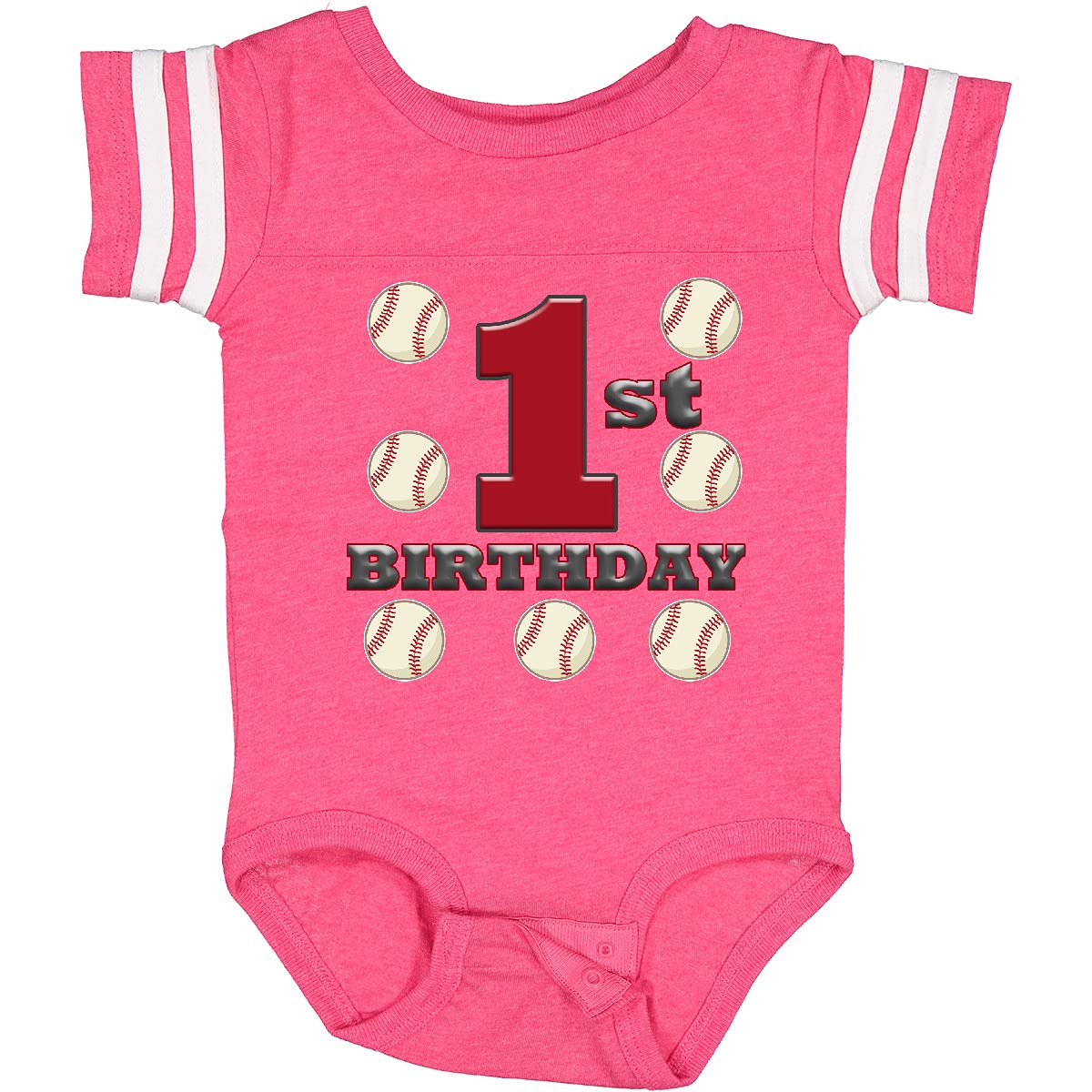 Inktastic First Birthday Baseball Baby Bodysuit - Cute Baseball Themed Onesie for 1 Year Old Boys & Girls - Perfect for Birthday Parties, Photo Shoots & Special Occasions