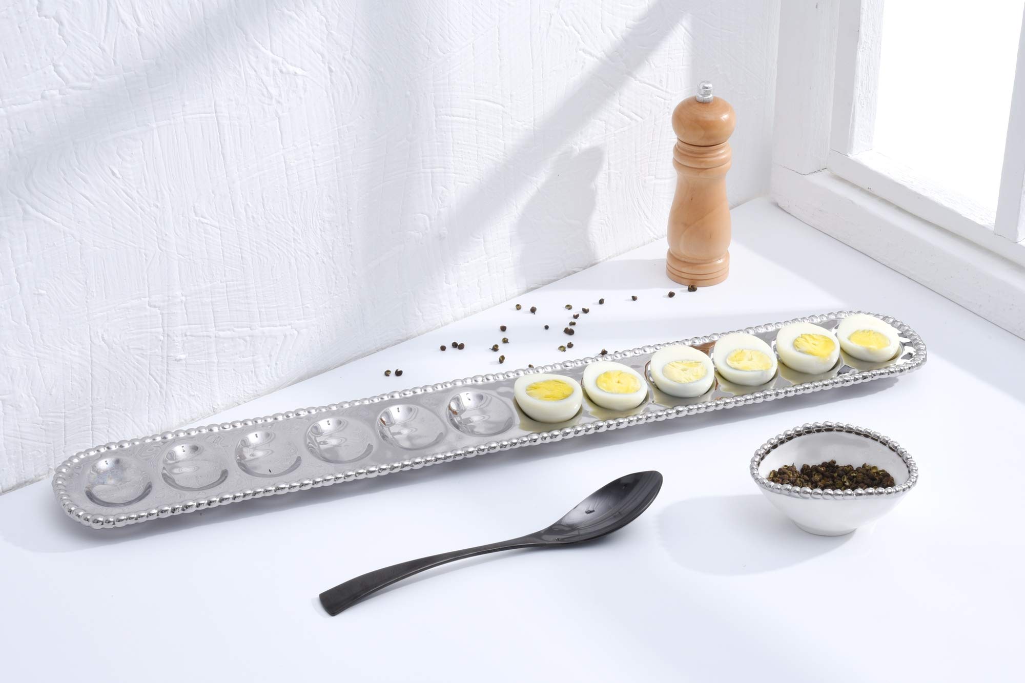 Pampa Bay Ceramic Deviled Egg Tray - Elegant Serving Platter for Parties & Holidays (CER-2535, Verona Collection) - Perfect for Easter, Picnics & Appetizer Presentation