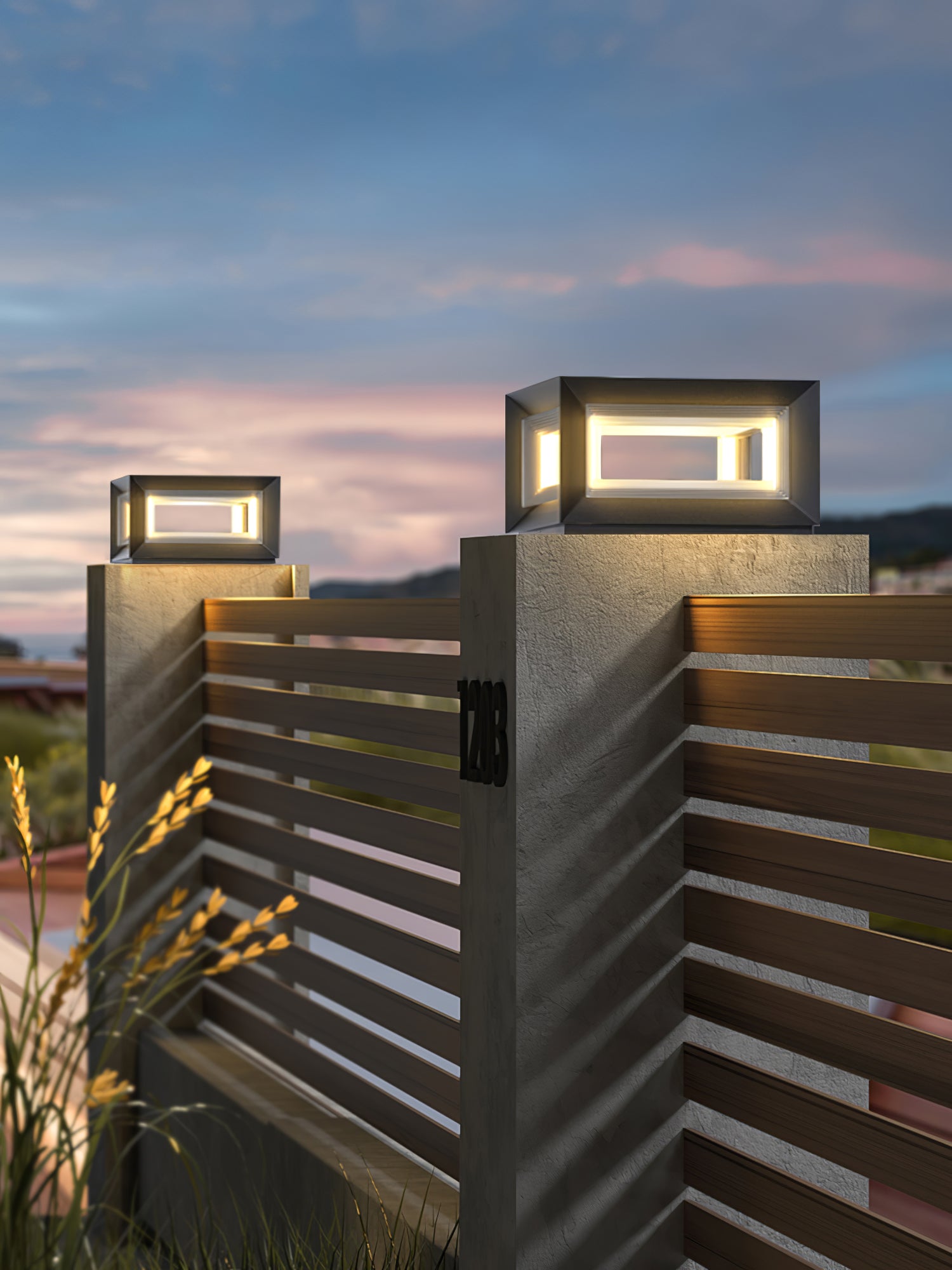 Modern LED Light Cube Outdoor Post Light - Waterproof Solar Powered Garden Lighting for Pathways, Driveways & Patio Decor