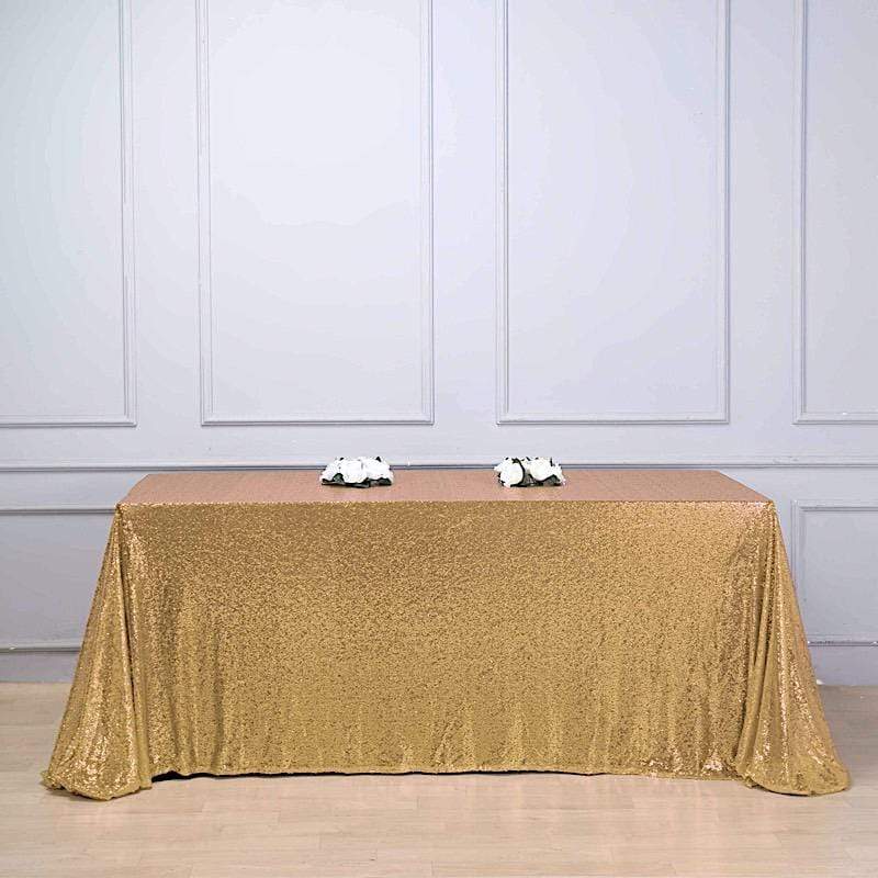 90x132 Inch Sparkling Sequined Rectangular Tablecloth for Wedding, Party, and Holiday Decorations - Elegant Dining Table Cover for Special Occasions