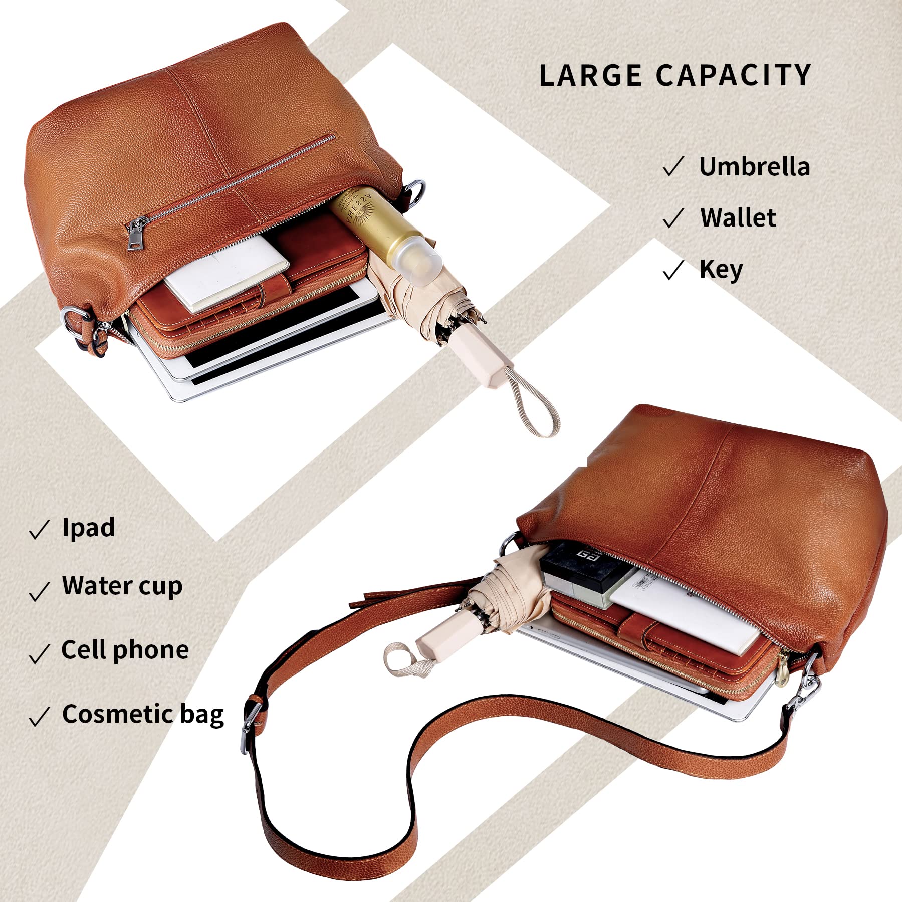 Iswee Genuine Leather Handbags for Women - Stylish Crossbody Purse, Designer Shoulder Bag & Small Tote - Perfect for Everyday Use, Work, Travel & Shopping