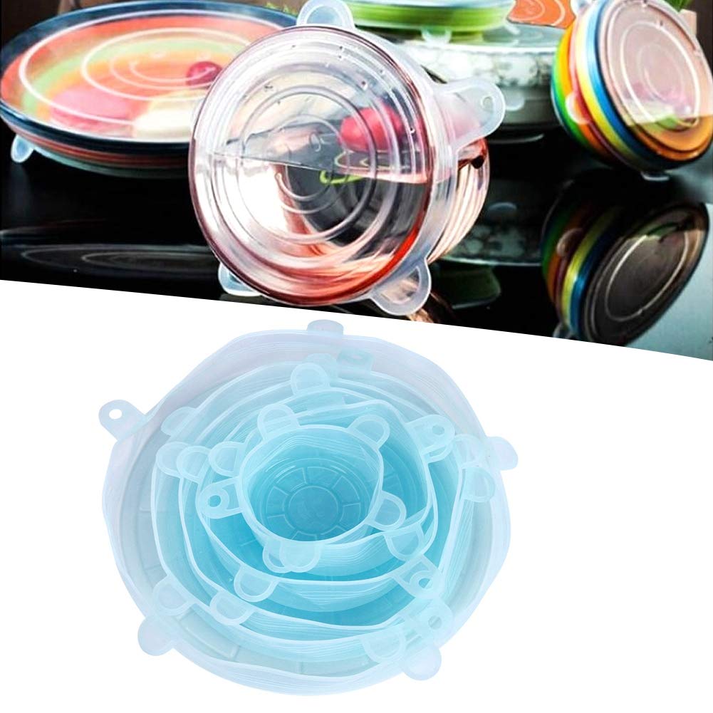 Stretchable Silicone Food Storage Lids - Elastic Bowl Covers for Various Sizes, Durable & Reusable Kitchen Container Lids (Blue) - Perfect for Meal Prep, Leftovers & Refrigerator Storage