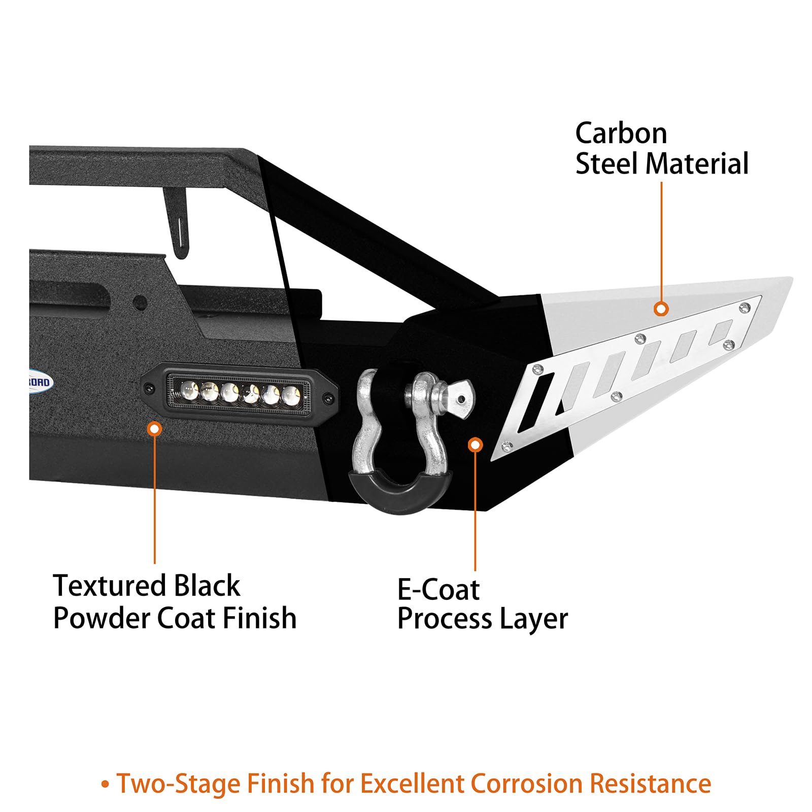 Hooke Road Wrangler TJ Front Winch Bumper & Rear Bumper with Tire Carrier Combo for Jeep Wrangler TJ 1997-2006 - Heavy Duty Steel Black Off-Road Bumper Set for Adventure & Trail Riding