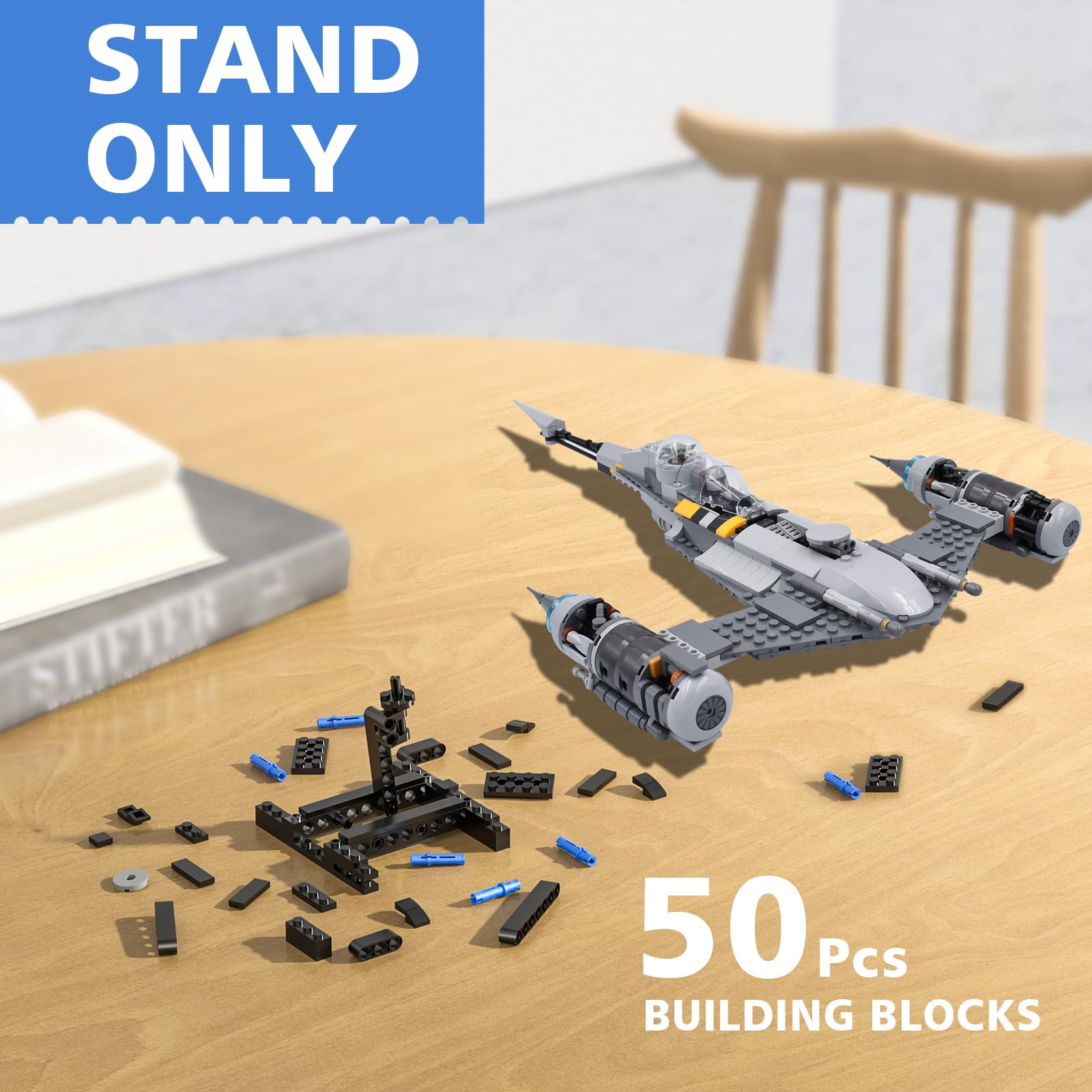 Lego Star Wars Display Stand for Mando N-1 Fighter 75325, X-Wing 75301 & Jedi Starfighter 75333 - 52-Piece Building Kit for Kids - Perfect for Showcasing Collections & Room Decor