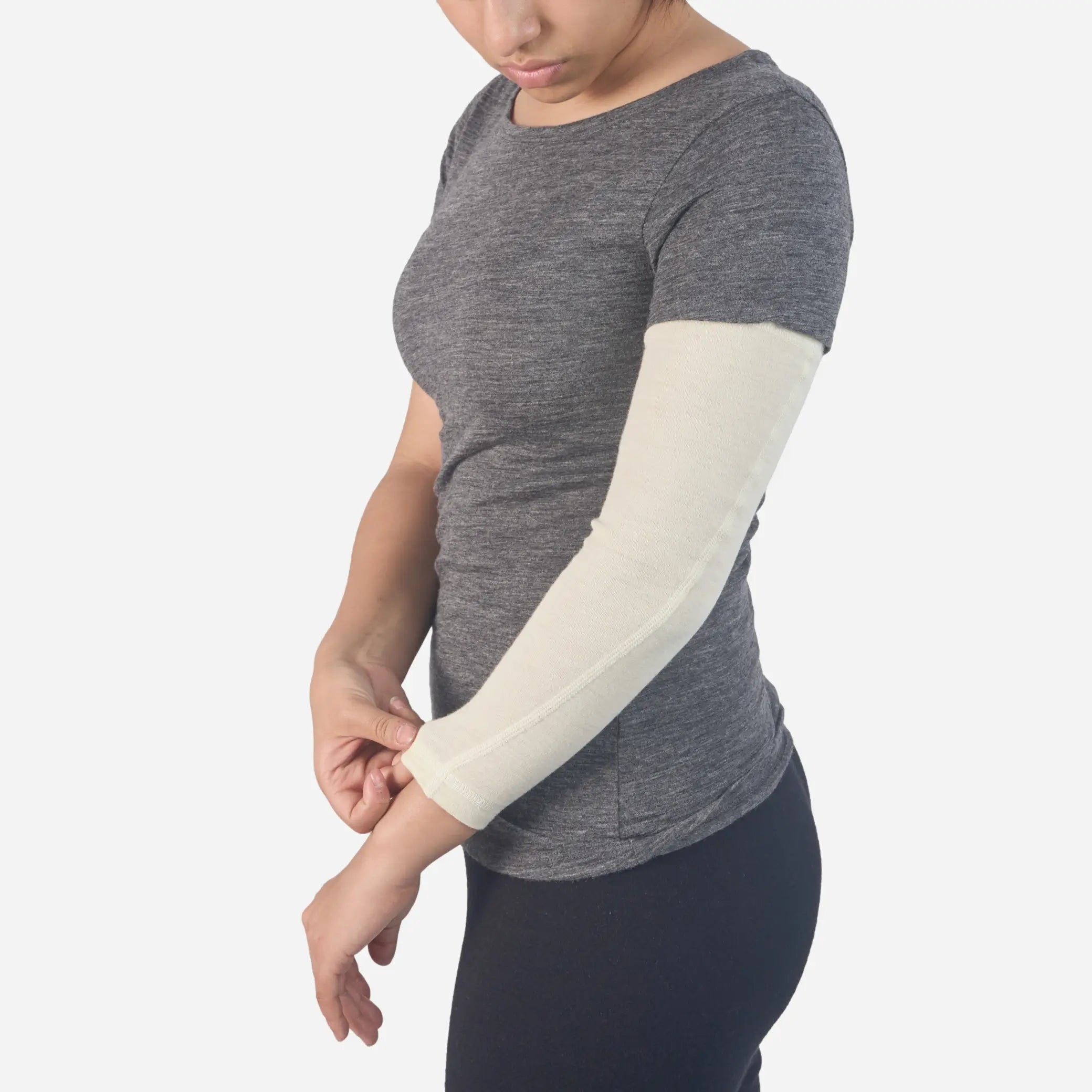 Alpaca Wool Arm Sleeves for Men & Women - 420 Midweight Thermal Compression Sleeves for Outdoor Sports, Running, Cycling & Cold Weather Protection