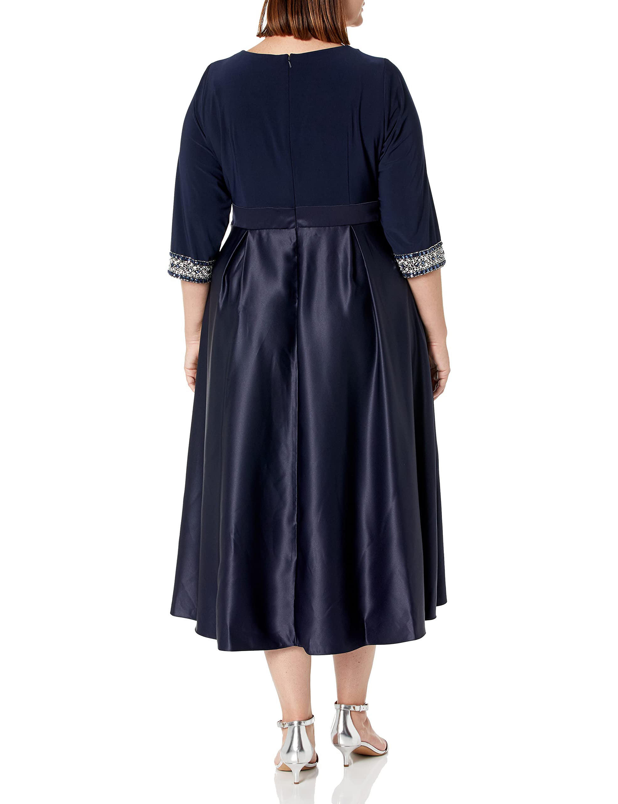 Alex Evenings Women's Plus Size Satin Ballgown Dress with Long Sleeves - Elegant Formal Gown for Weddings, Prom, Evening Parties & Special Occasions