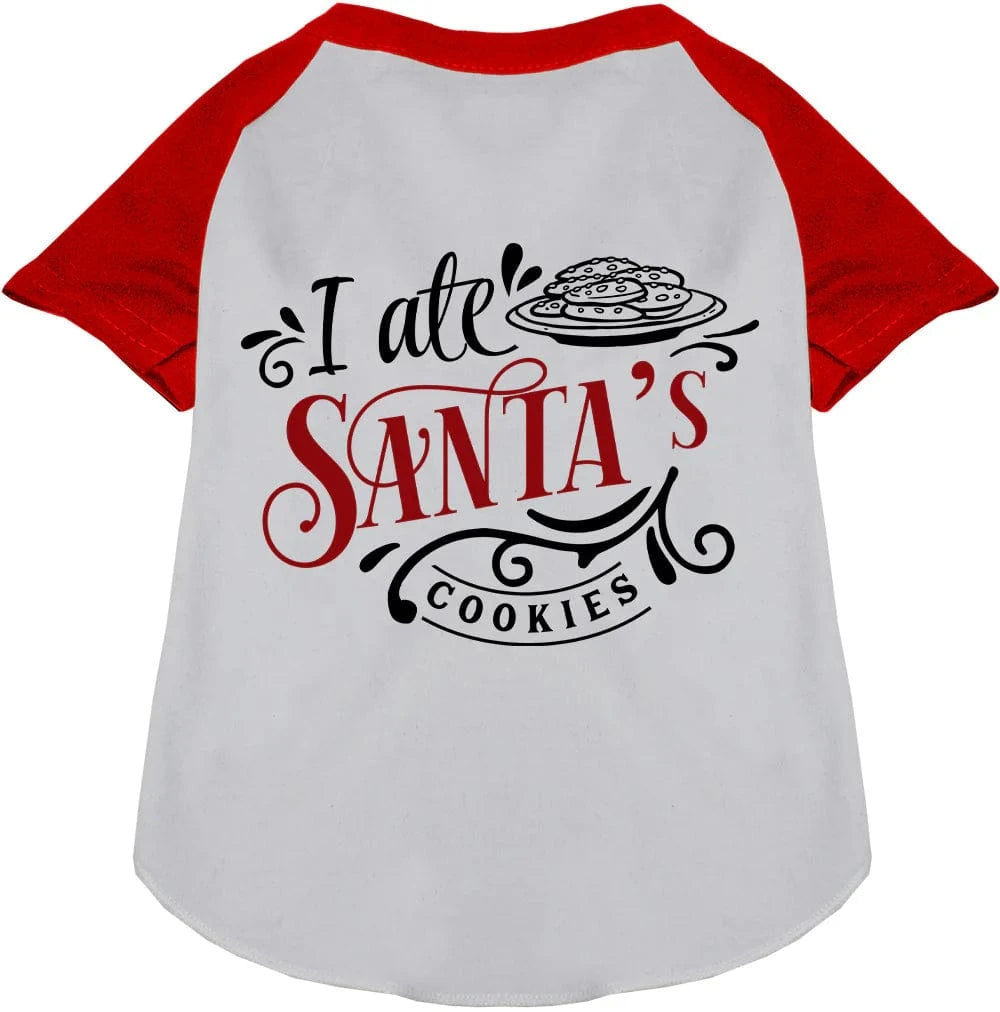 Santa's Cookies Pet Shirt - Festive Holiday Dog & Cat Christmas Outfit for Photos & Parties