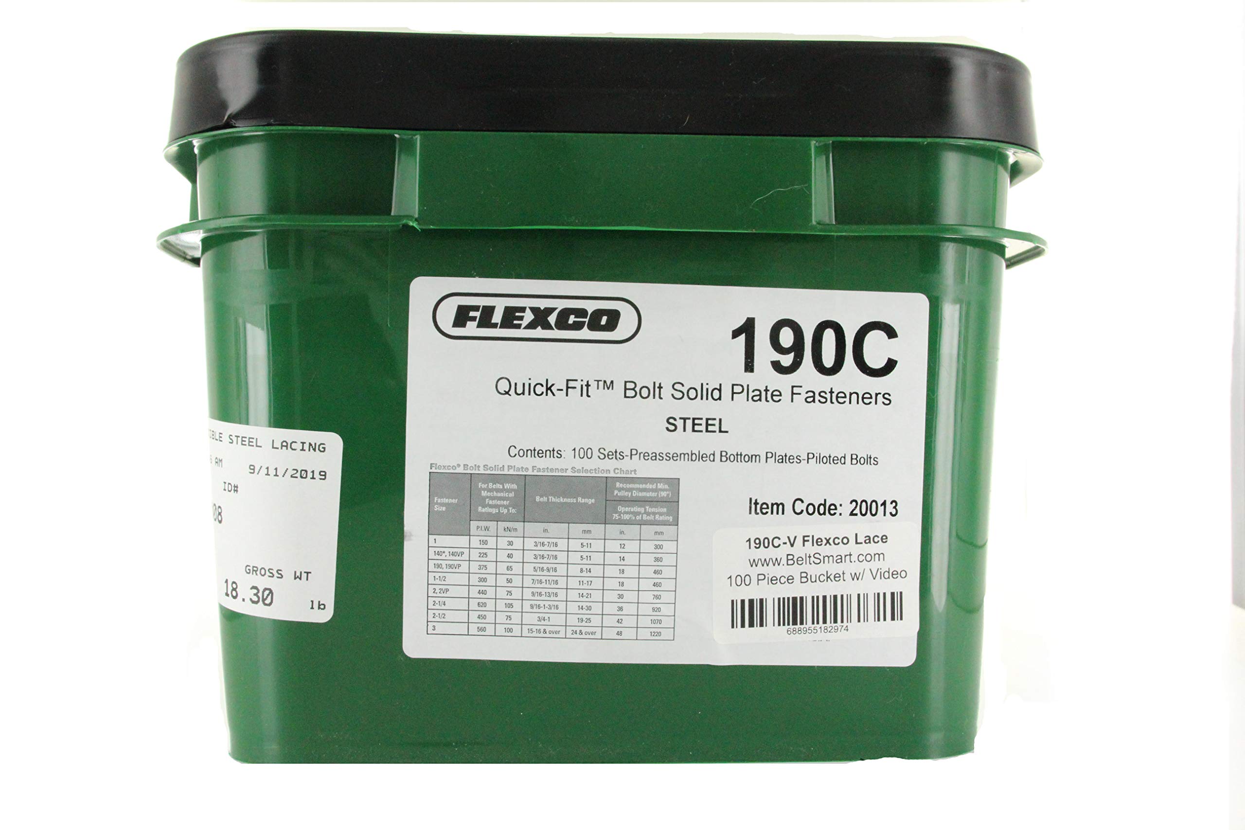 Flexco 190C Quick Fit Bolt Solid Plate Fasteners - 100 Sets with Installation Nails & Video Guide (Item 20013) | Ideal for Conveyor Belt Repairs in Mining & Manufacturing