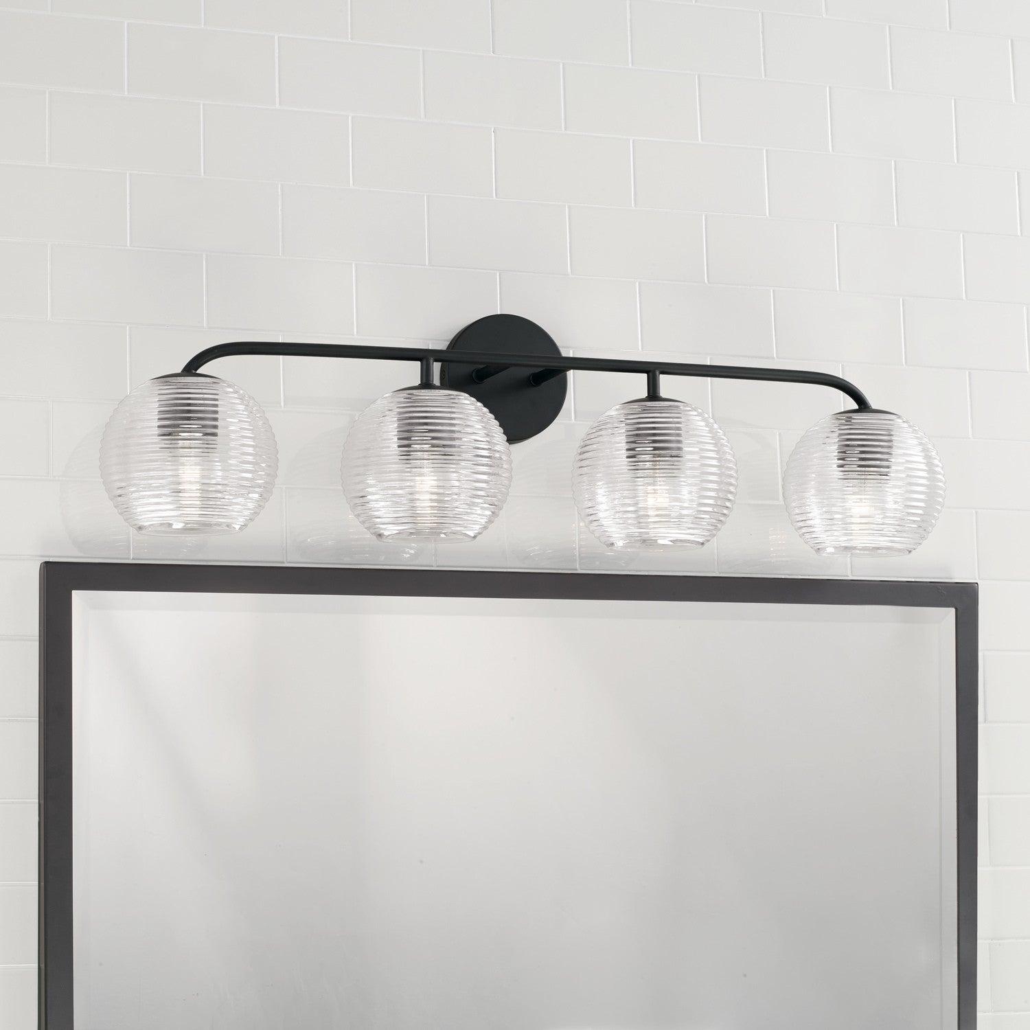 Capital Lighting Four Light Vanity Bathroom Fixture - Modern LED Wall Sconce for Makeup & Shaving - Perfect for Bathroom, Bedroom, or Dressing Room Lighting