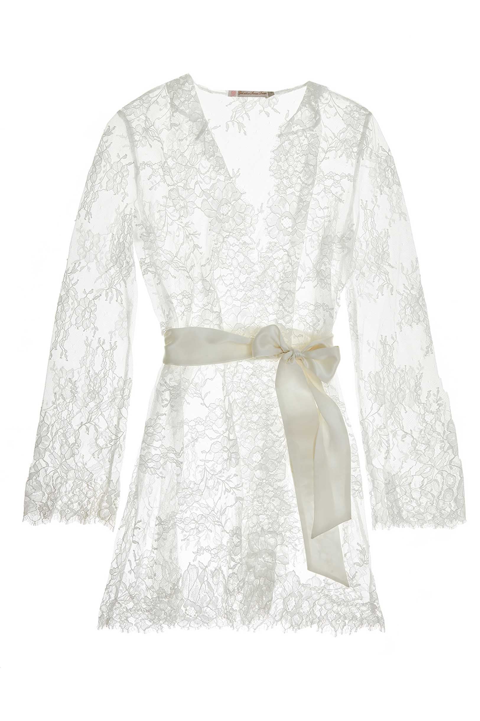 Elegant Black Camellia Lace Robe - Soft & Comfortable Women's Nightgown for Bridal, Honeymoon, and Special Occasions