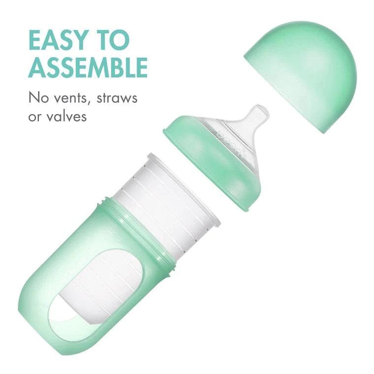 Boon NURSH Silicone Pouch Bottle 8oz/240ml - 3 Pack Baby Feeding Bottles | BPA-Free, Squeezable & Portable for Breastmilk, Formula, Water | Perfect for Travel, Daycare & On-the-Go Parents