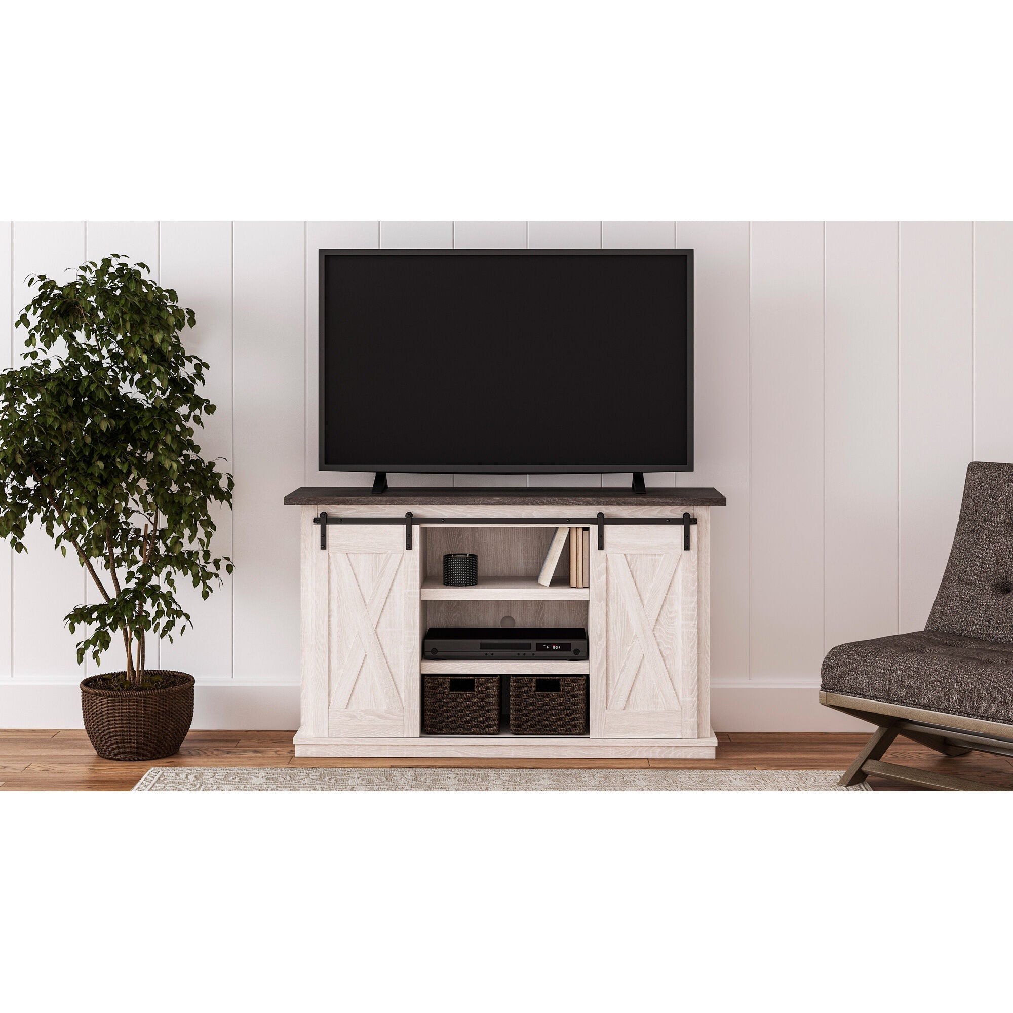 Dorrinson 54 Inch Modern TV Stand with Storage Shelves - Perfect for Living Room Entertainment Center & Home Theater Setup