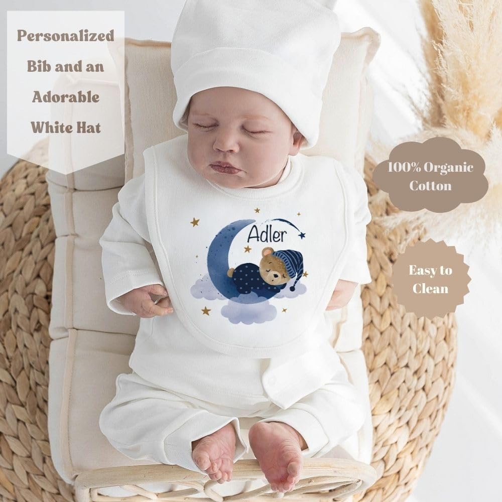 Lilabio Baby 100% Organic Cotton Personalized Newborn Coming Home Outfit Set - 10-Piece Hospital Essentials for Boys & Girls | Custom Baby Shower Gift & Newborn Clothing Set | Perfect for First Photos, Special Occasions & Baby's First Trip Home