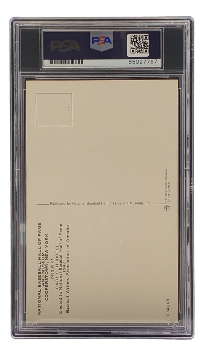 Carl Hubbell Autographed 4x6 New York Giants Hall of Fame Plaque Card with PSA/DNA Certification #85027767 - Perfect for Sports Memorabilia Collectors and Giants Fans Display