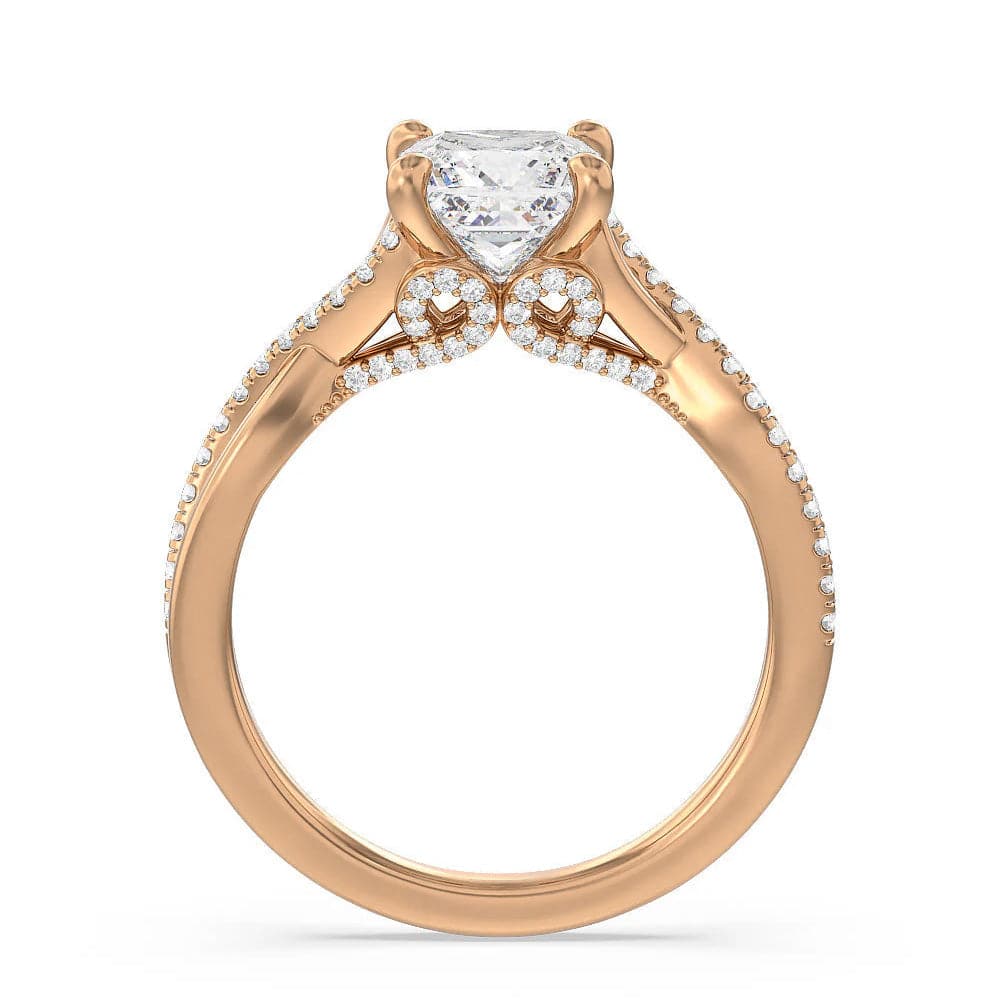 Princess Cut Moissanite Twisted Band Engagement Ring with Hidden Accents - Elegant Wedding Jewelry for Brides, Anniversary Gifts & Proposal Scenes