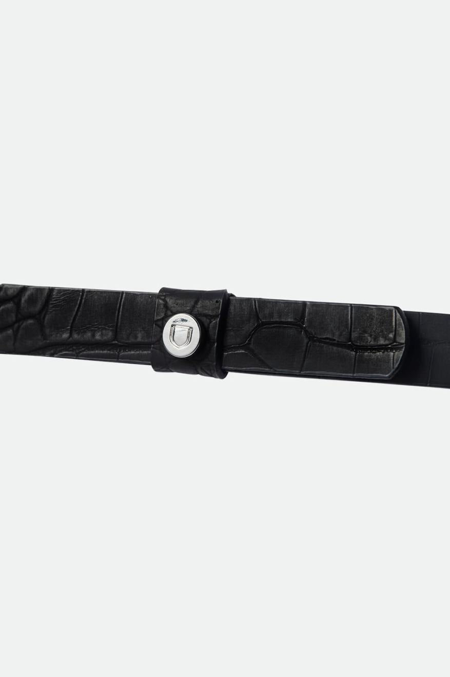 Brixton Adjustable Shield Hat Band - Black Crocodile Leather Strap for Cowboy & Western Hats - Perfect for Outdoor Rodeo, Music Festivals & Country Style Fashion